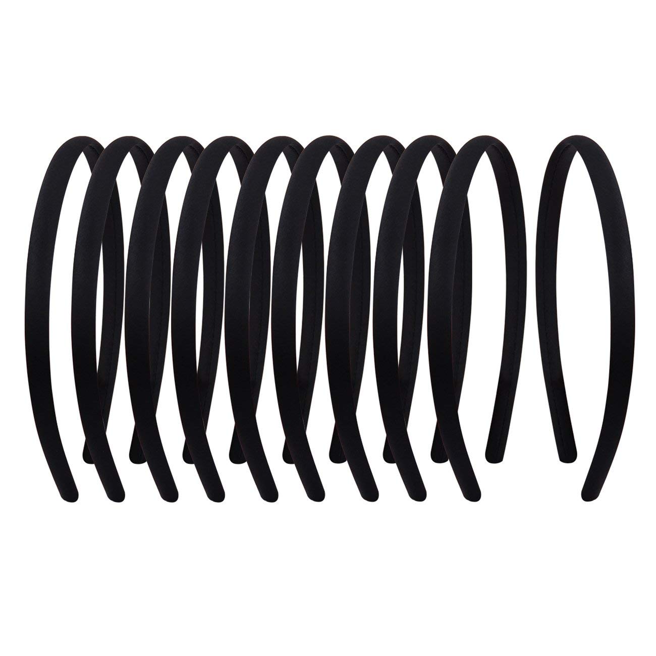 Suyegirl serre-tête satin noir 1 cm, confort et anti-glisse.