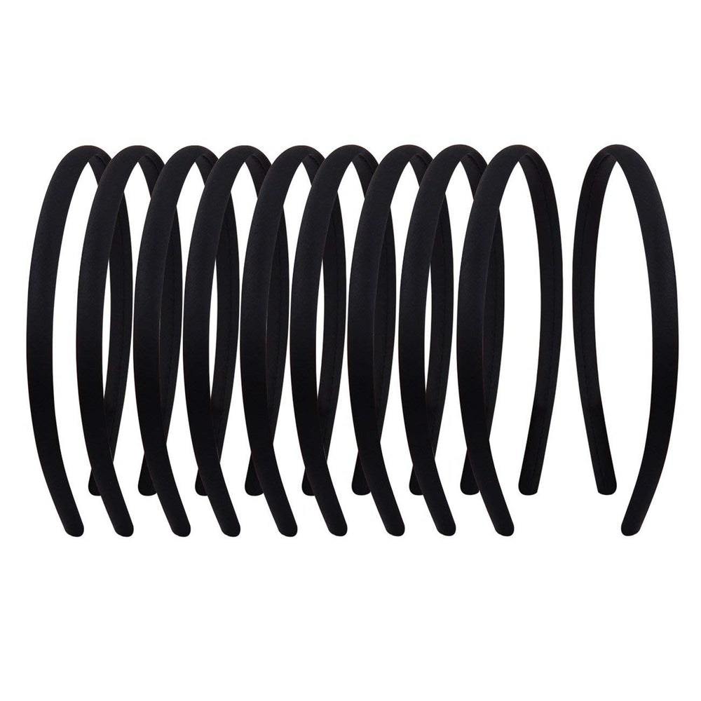 Suyegirl serre-tête satin noir 1 cm, confort et anti-glisse.
