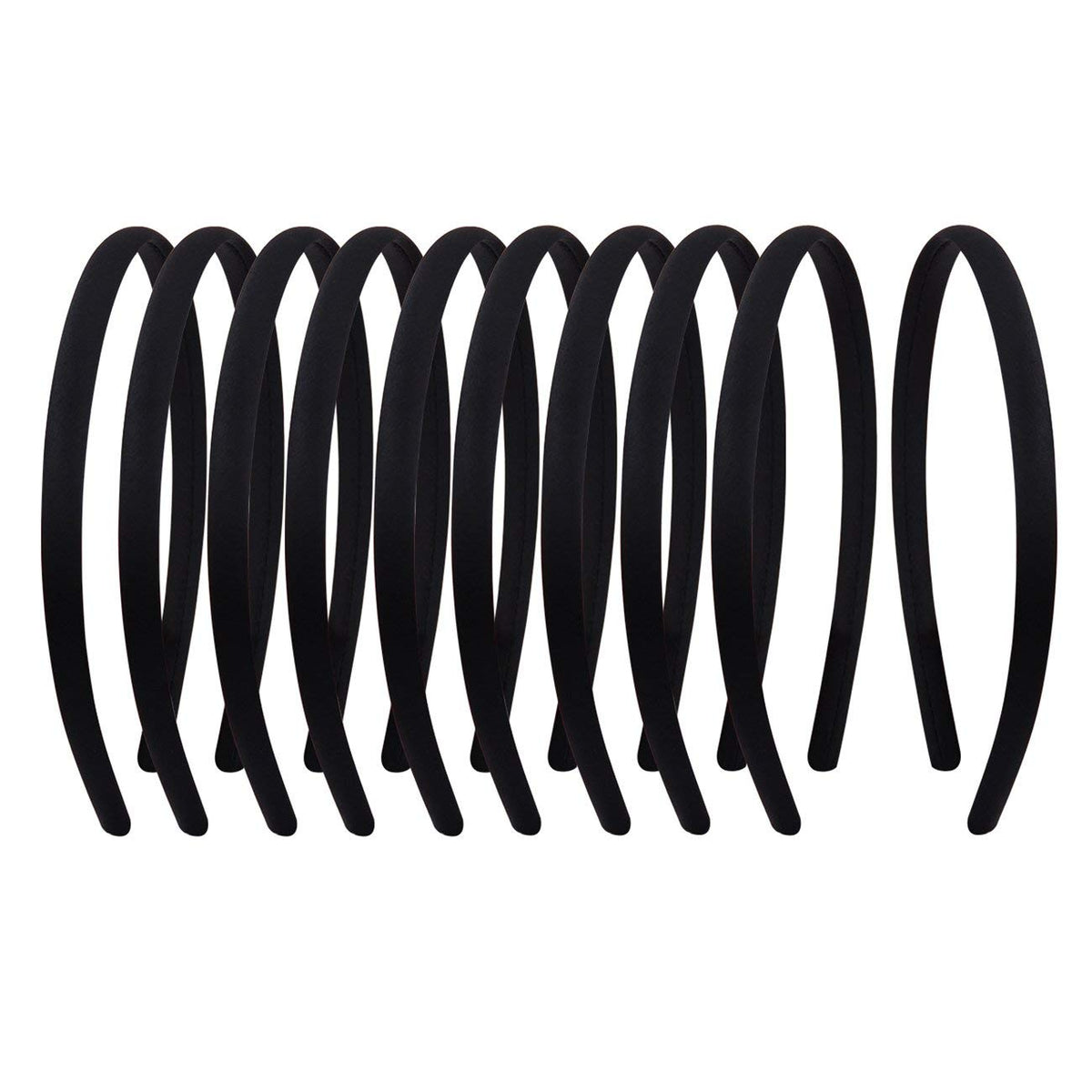 Suyegirl serre-tête satin noir 1 cm, confort et anti-glisse.
