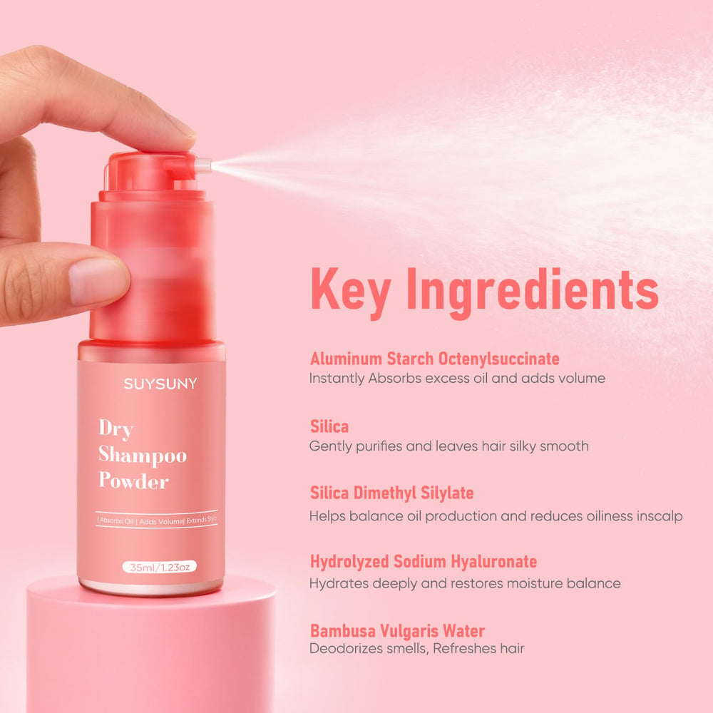 SUYSUNY poudre sèche volume immédiat pour cheveux légers.