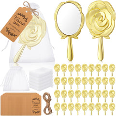Suzile miroir portatif rose doré sur coiffeuse pour retouches maquillage