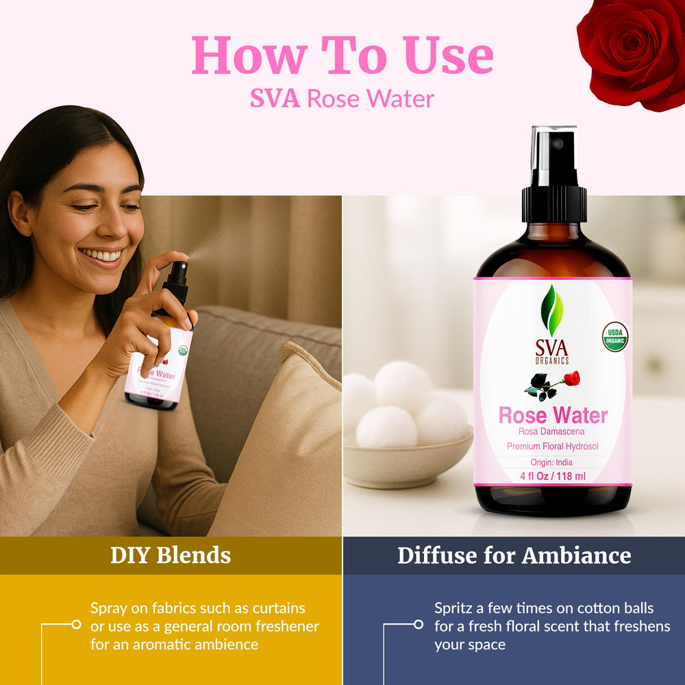 SVA ORGANICS Eau de Rose ajout au shampoing pour parfum floral