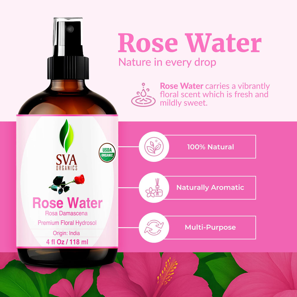 SVA ORGANICS Eau de Rose usage peau rafraîchissante et légère