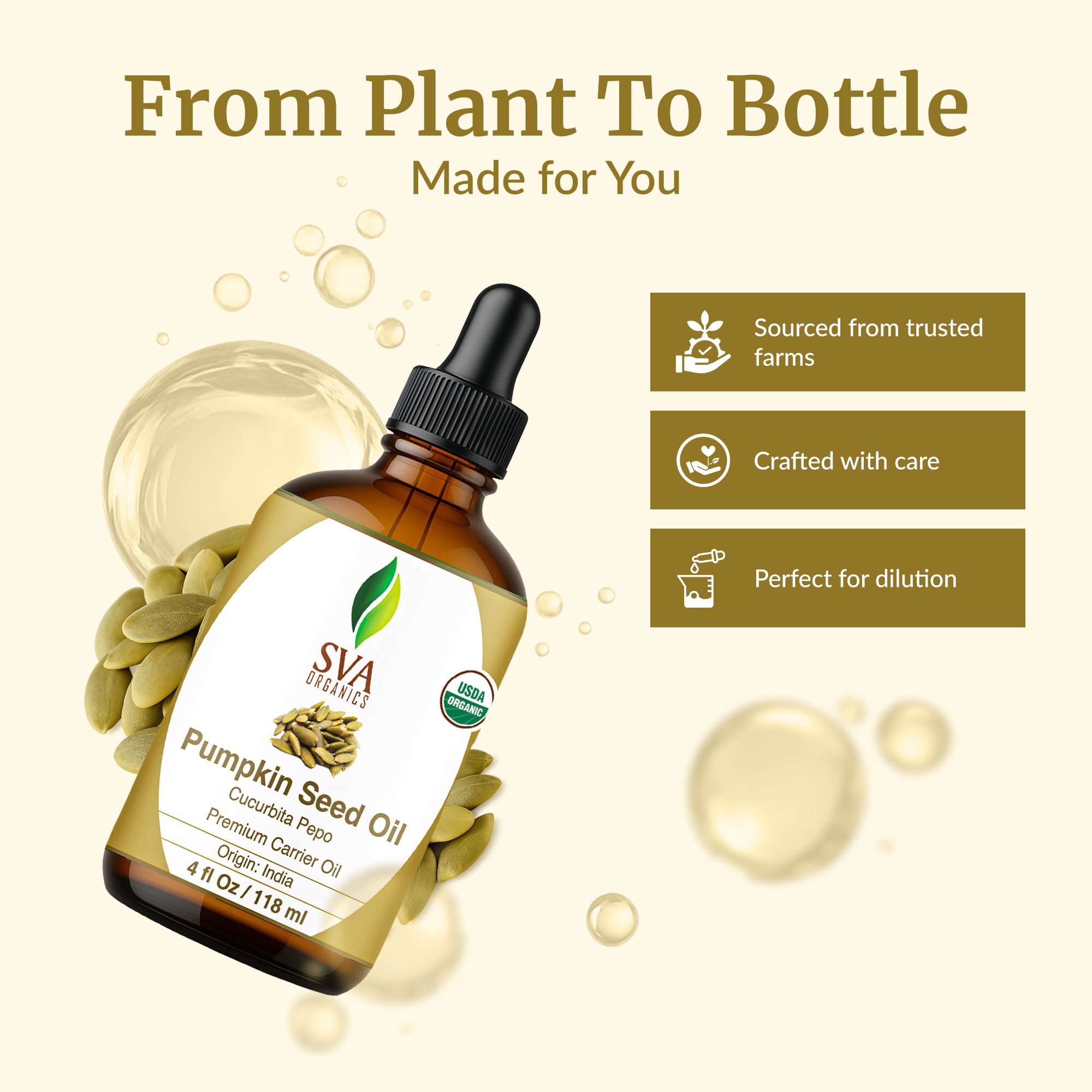 SVA ORGANICS huile pépins courge massage corporel, texture non grasse