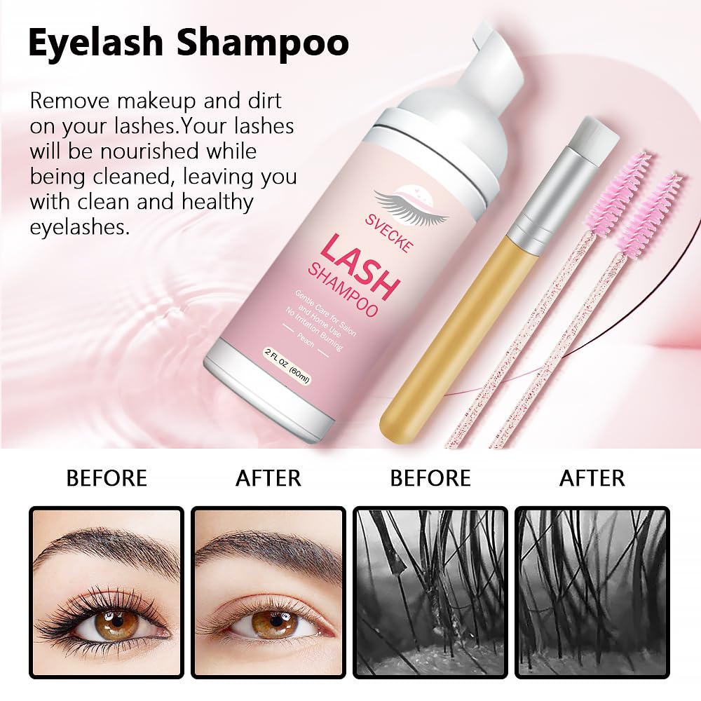 SVECKE Lash Shampoo Kit: trois brosses incluses pour un nettoyage en profondeur