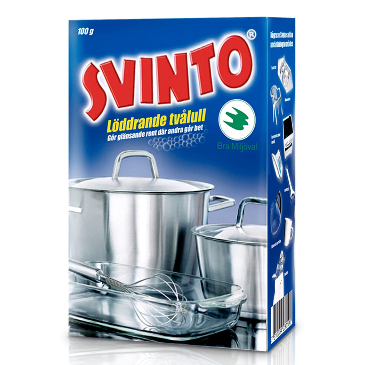 Svinto laine d'acier et savon près d'une casserole, nettoyage efficace sans rayures.