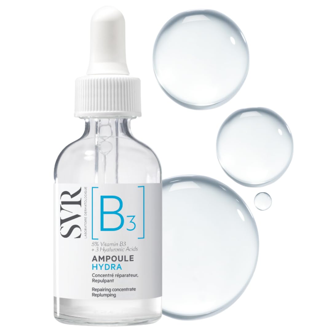 Sérum SVR B3 pour le visage, bouteille montrant l’hydratation durable.