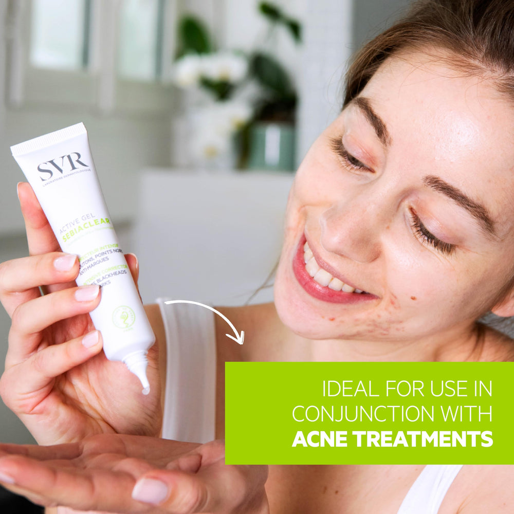 SVR Sebiaclear Active Gel — absorption rapide sans résidu gras.