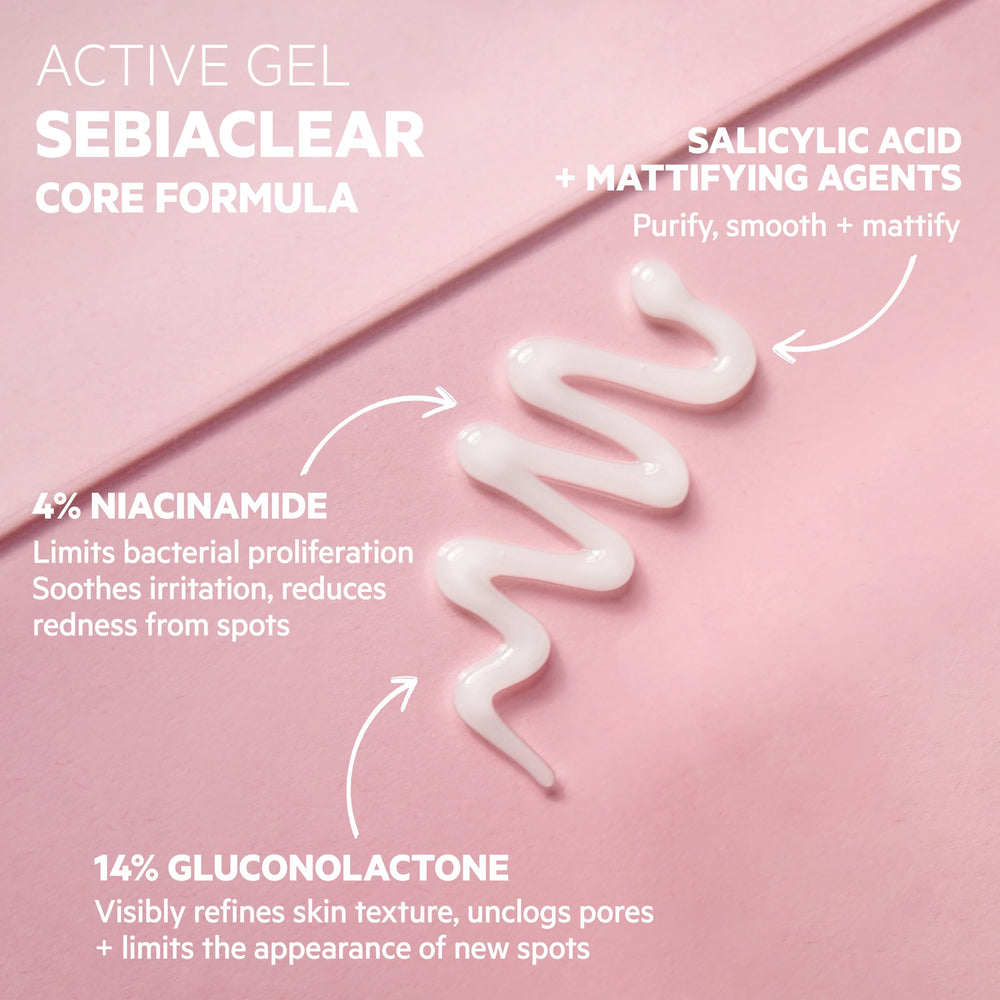 SVR Sebiaclear Active Gel — zone d’application visage facilitée et ciblée.