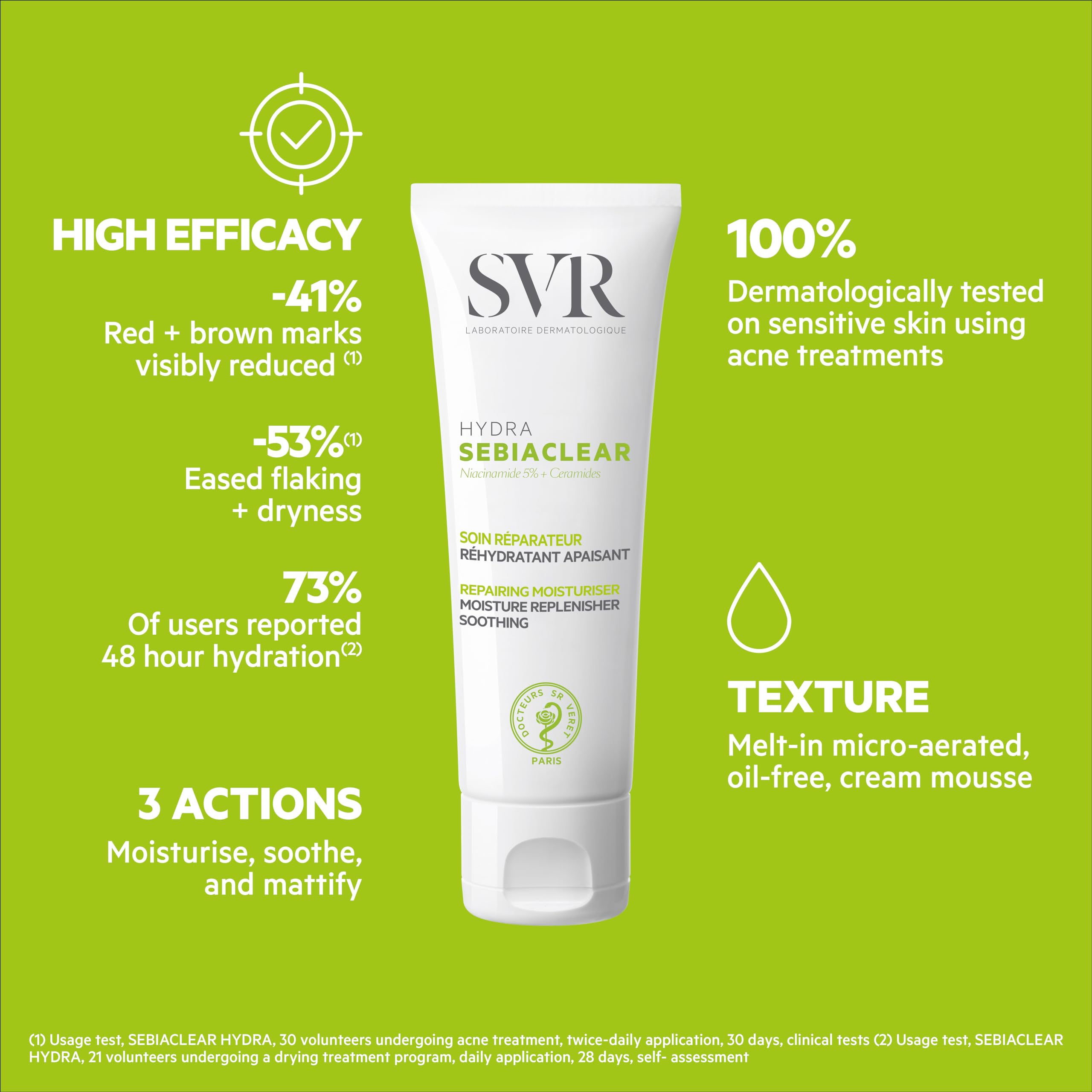 SVR Sebiaclear Hydra — texture légère idéale pour une application rapide sous maquillage.