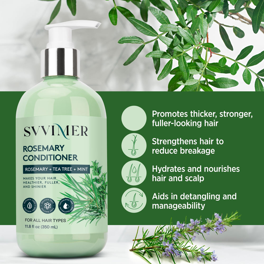 Ingrédients naturels du soin capillaire Svvimer Romarin mis en évidence.