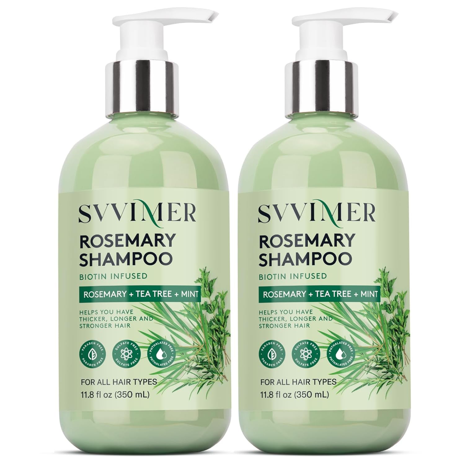 Svvimer Shampoing Romarin – bouteille élégante aidant à l'épaisseur des cheveux