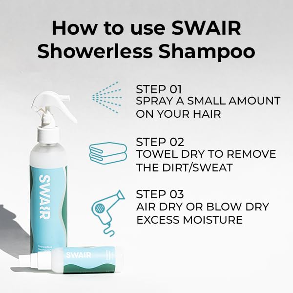 SW AIR Showerless Shampoo sans alcool pour une utilisation sûre