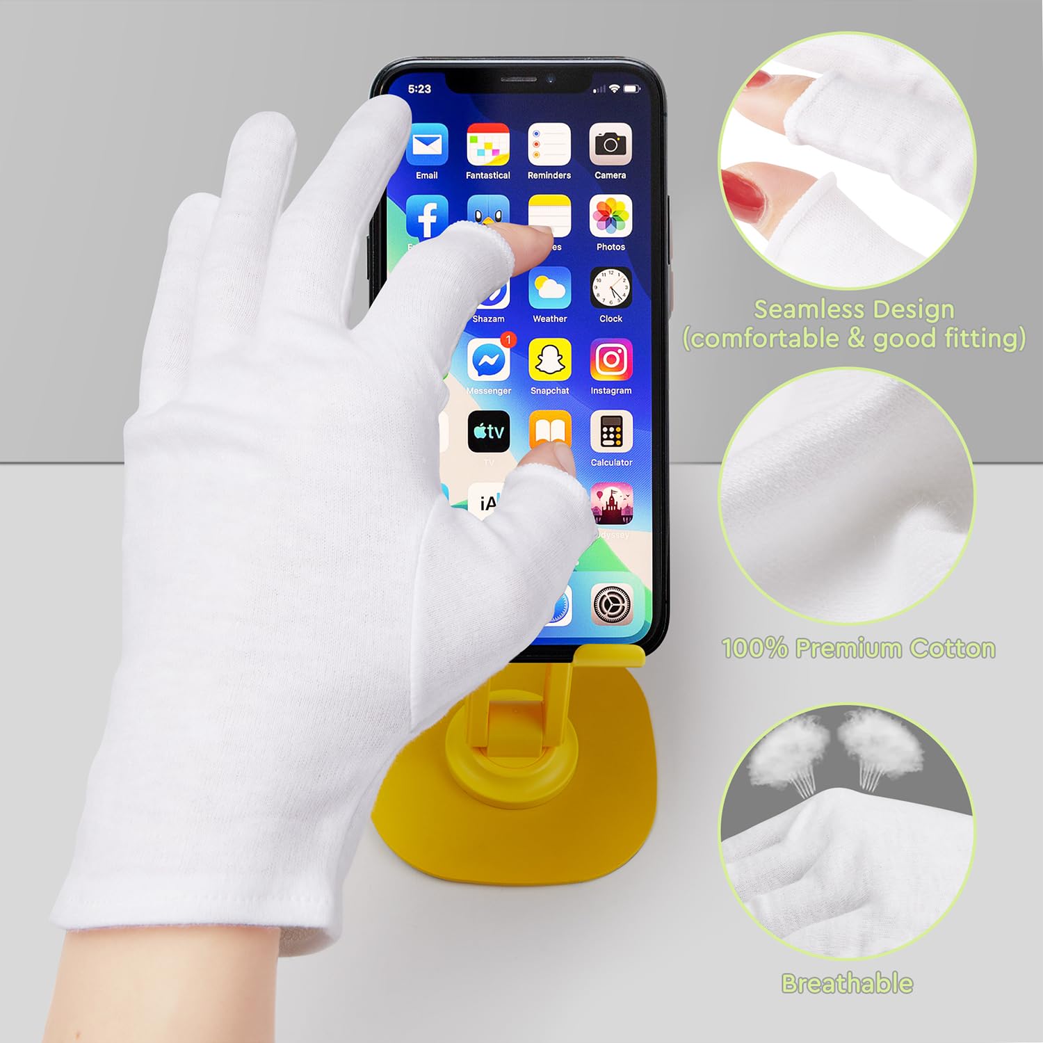 Confort premium en coton pour une douceur durable des mains.