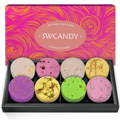 SWCANDY bombes douche – ensemble de huit pièces, fragrance calme et durable.