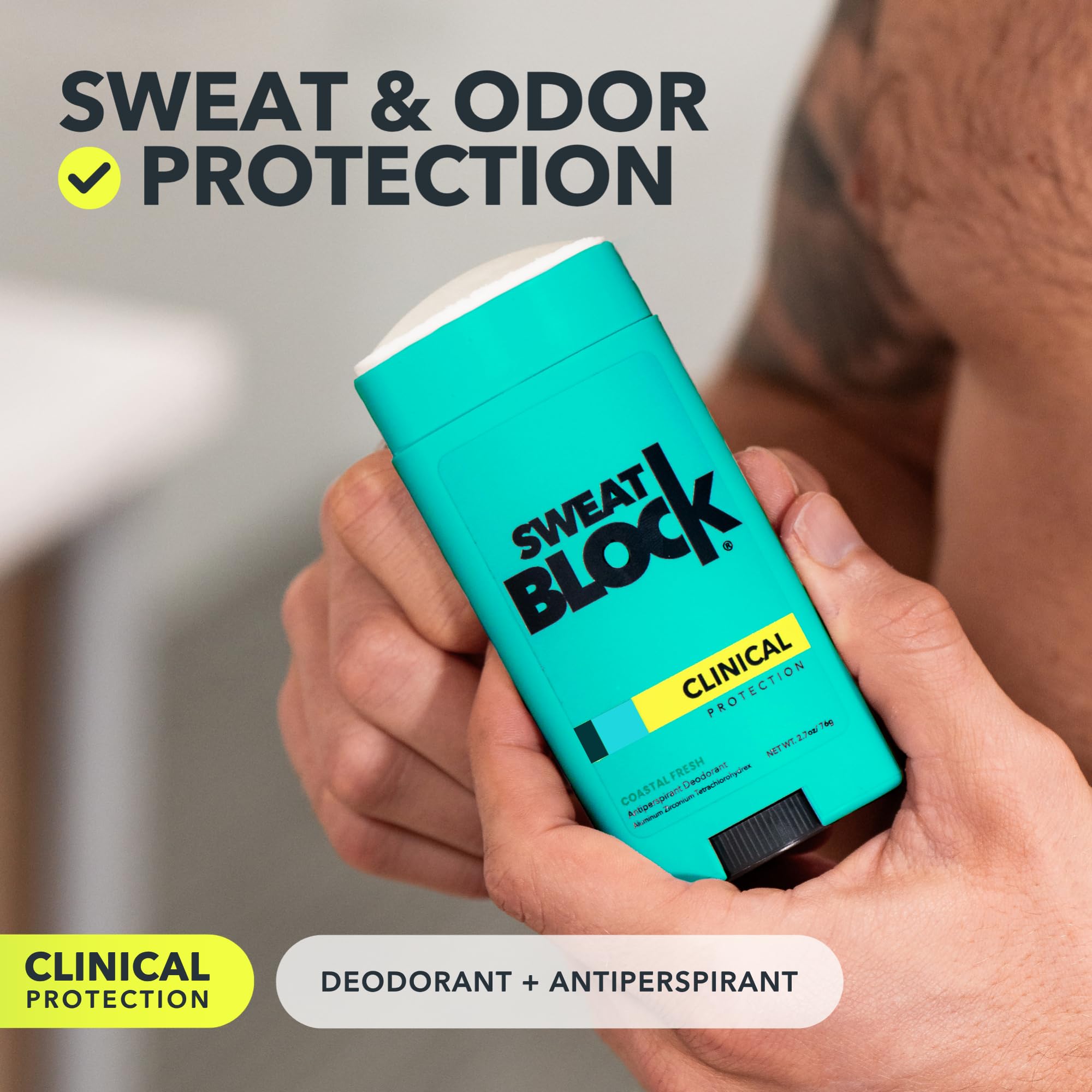 Geste d'application douce SweatBlock pour rester au sec toute la journée.