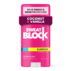 SweatBlock Déodorant Femme Coco Vanille, flacon pour fraîcheur durable.