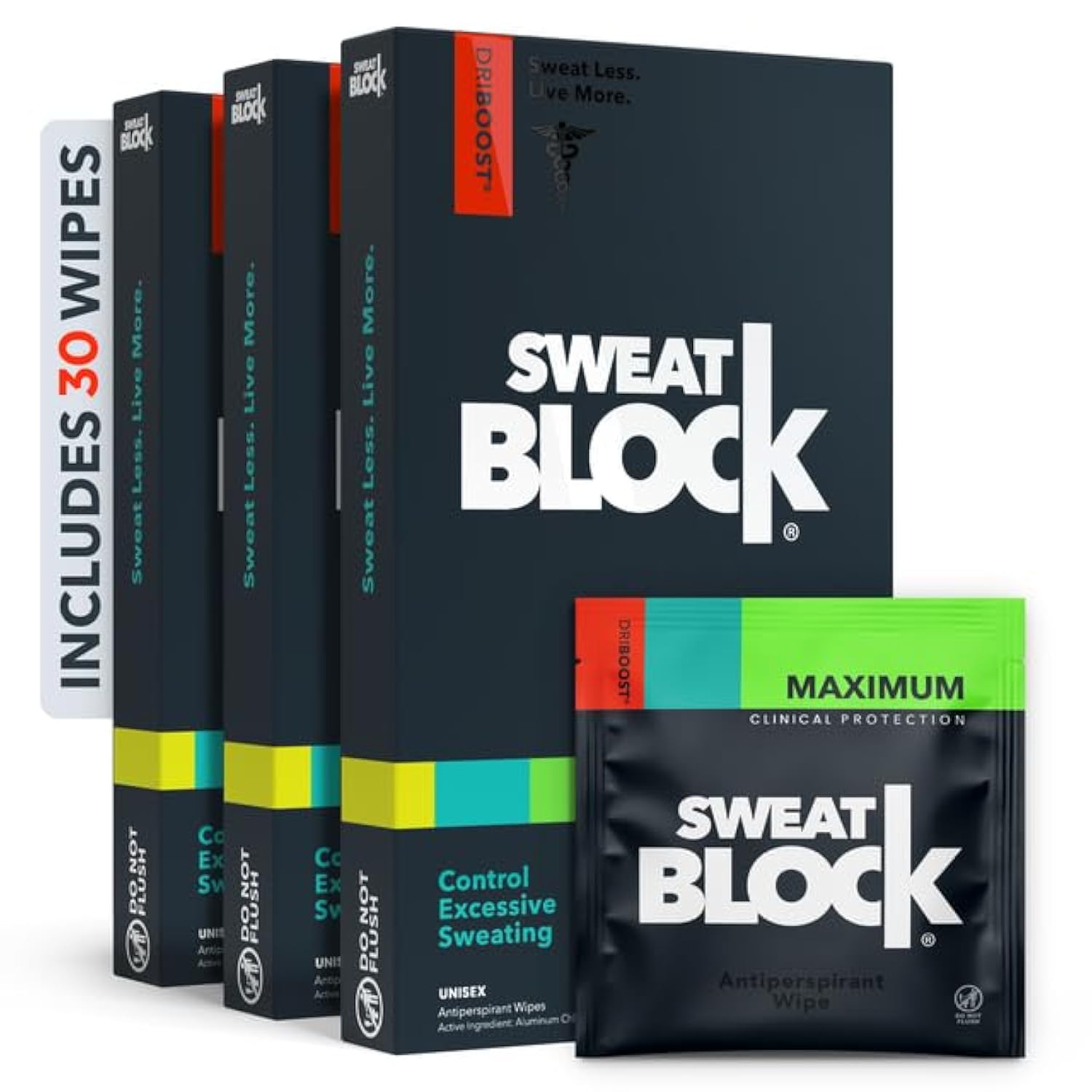 SweatBlock lingette antiperspirante, application nocturne pour une protection longue durée