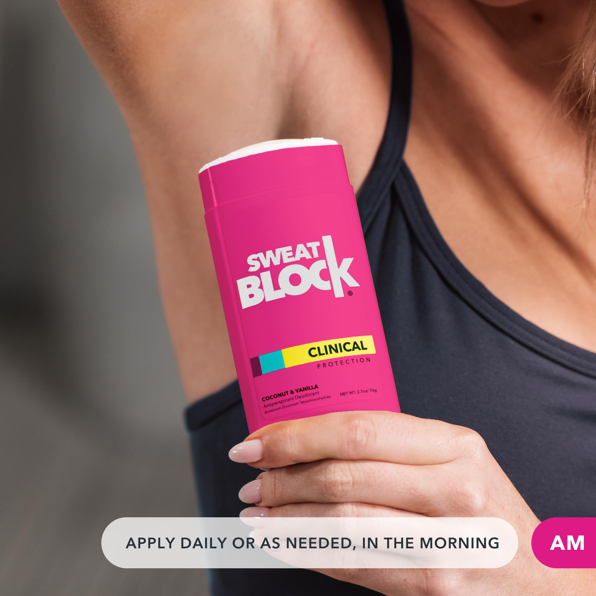 Utilisation SweatBlock sous le bras lors d’activités intenses.