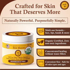 Sweet Bee Naturals montre l'application visage et corps avec texture crème légère.
