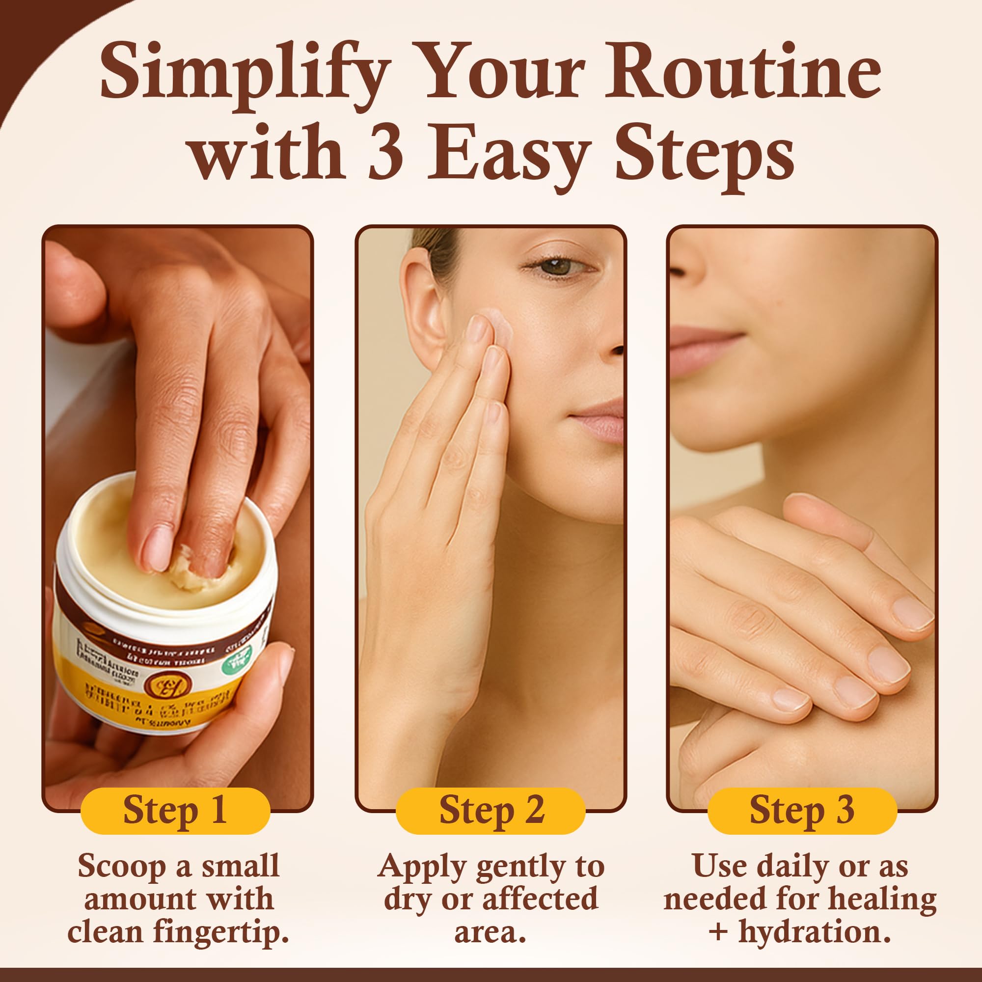Application facile de Sweet Bee Naturals Magic sur peau sensible.