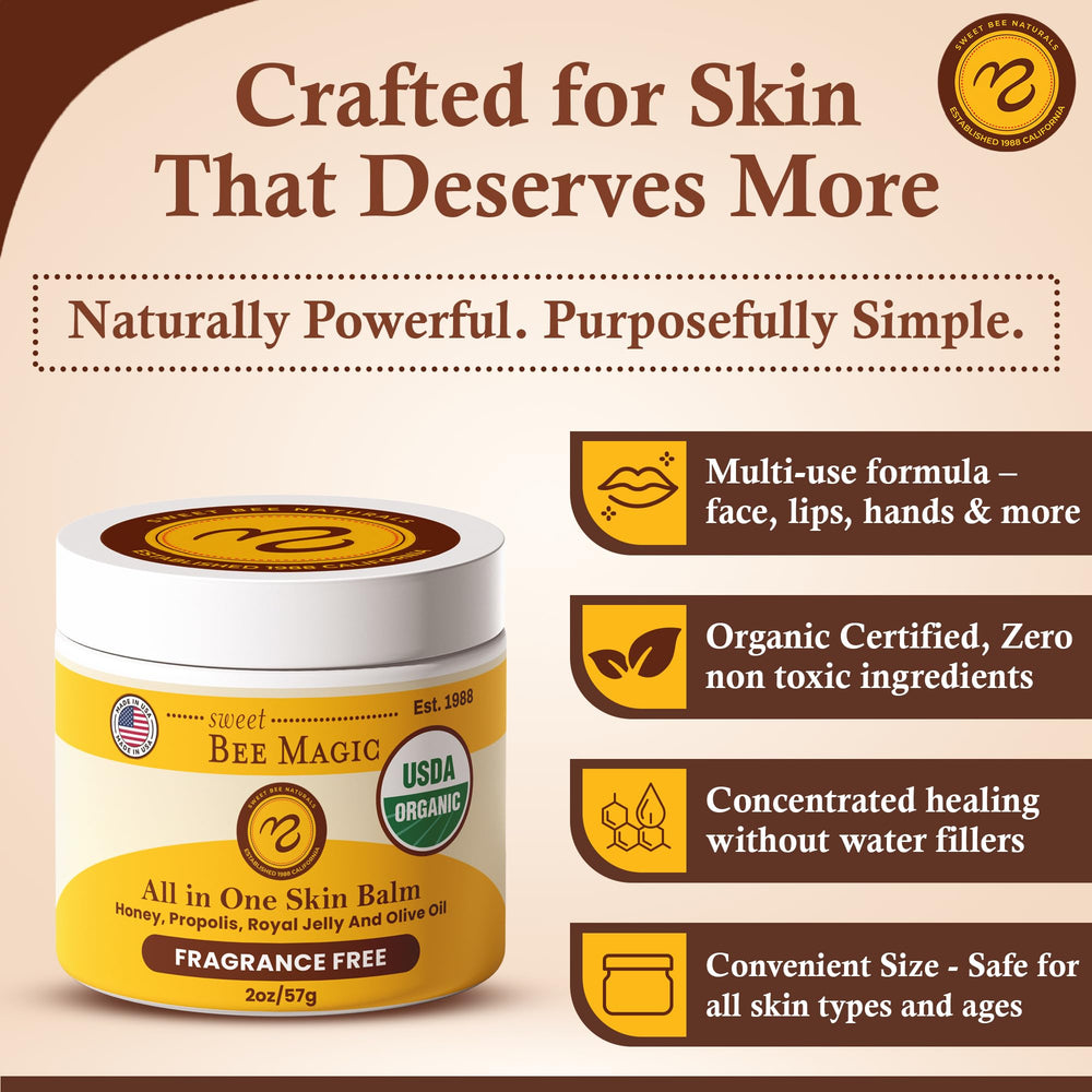 Sweet Bee Naturals Magic emballage en verre, pot de 60 ml certifié bio.