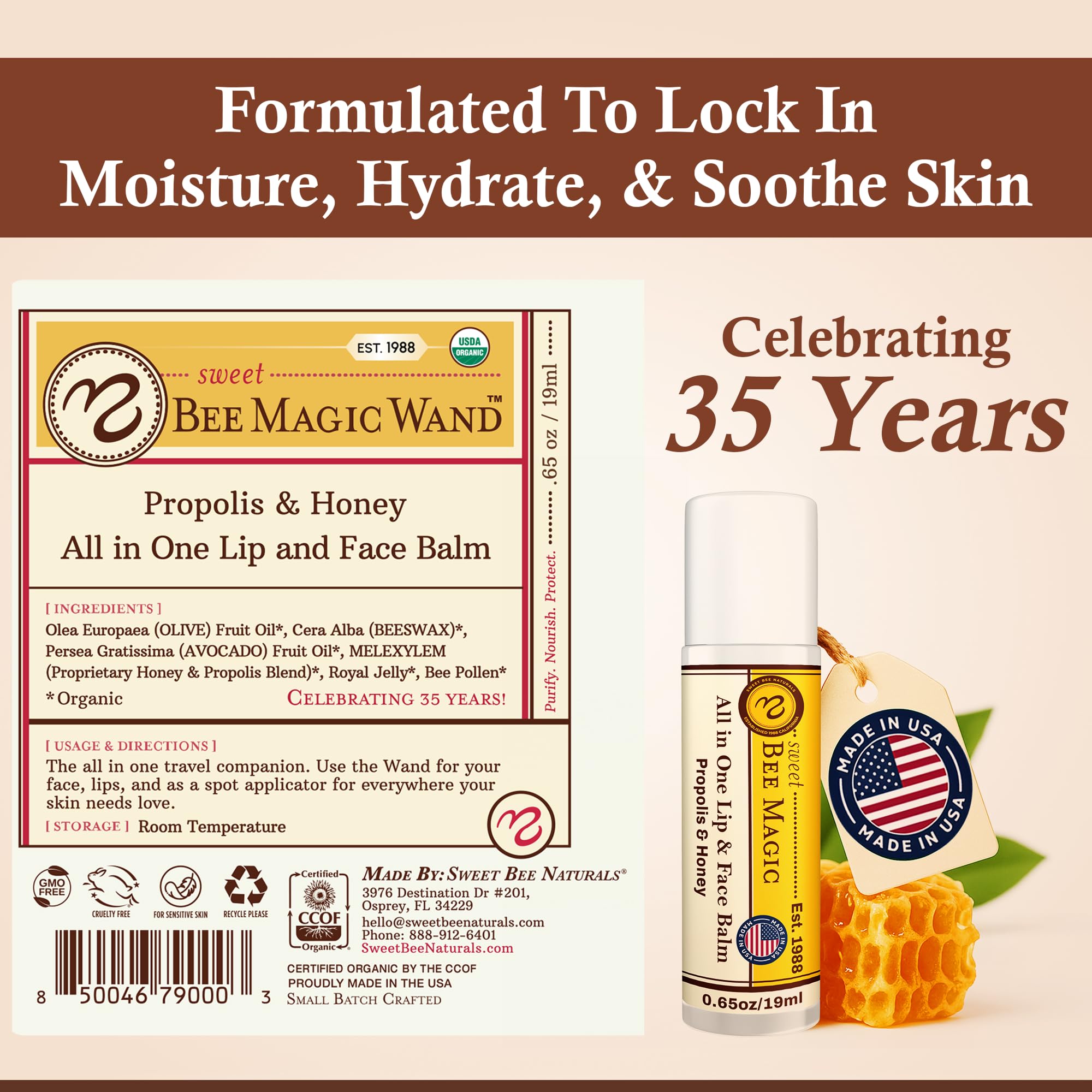 Sweet Bee Naturals texture-cremeuse-baume, application douce sur lèvres et peau.