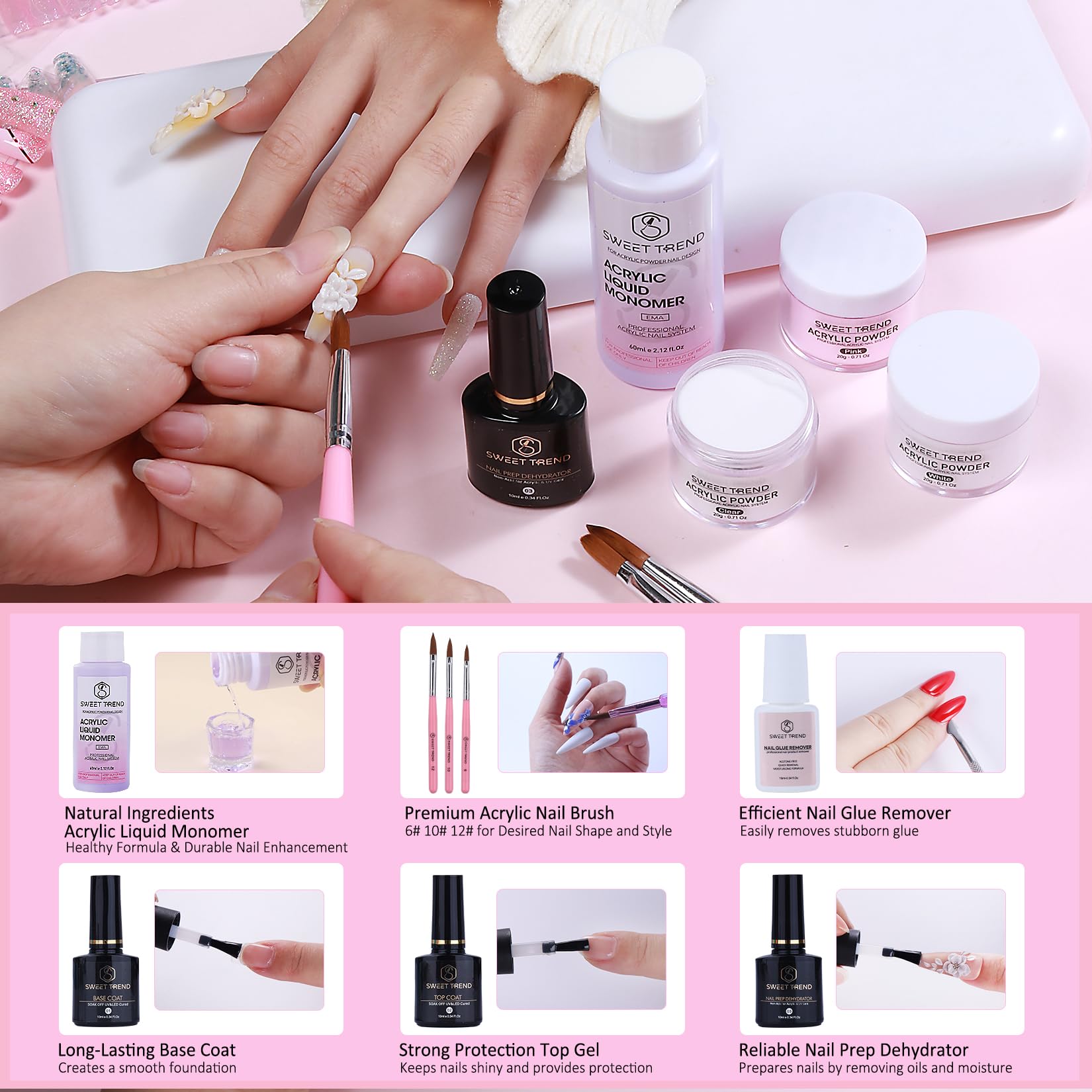 SWEET TREND base et top coat: protection et brillance durable.