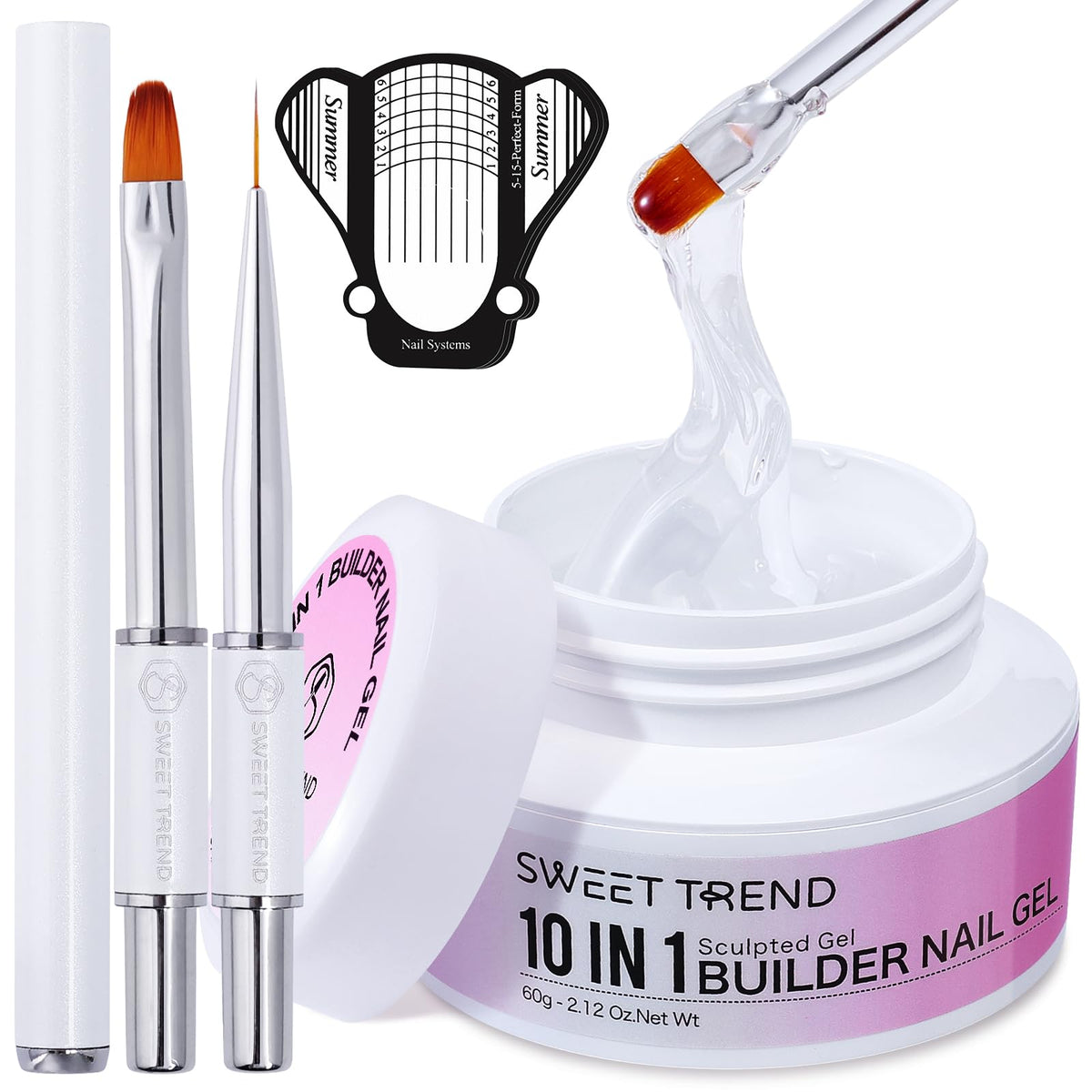 Gel de construction clair SWEET TREND en kit, prêt pour extensions durables