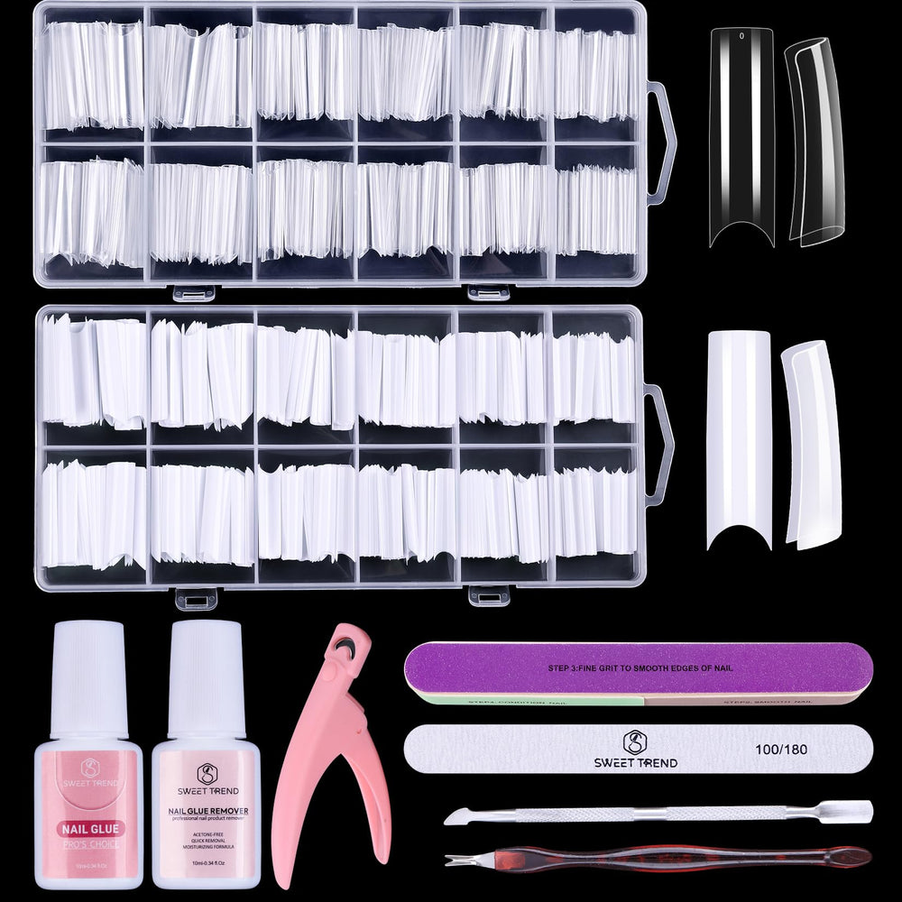 Sweet Trend kit extensions ongles faux blancs, pratique pour mise en beauté à domicile.