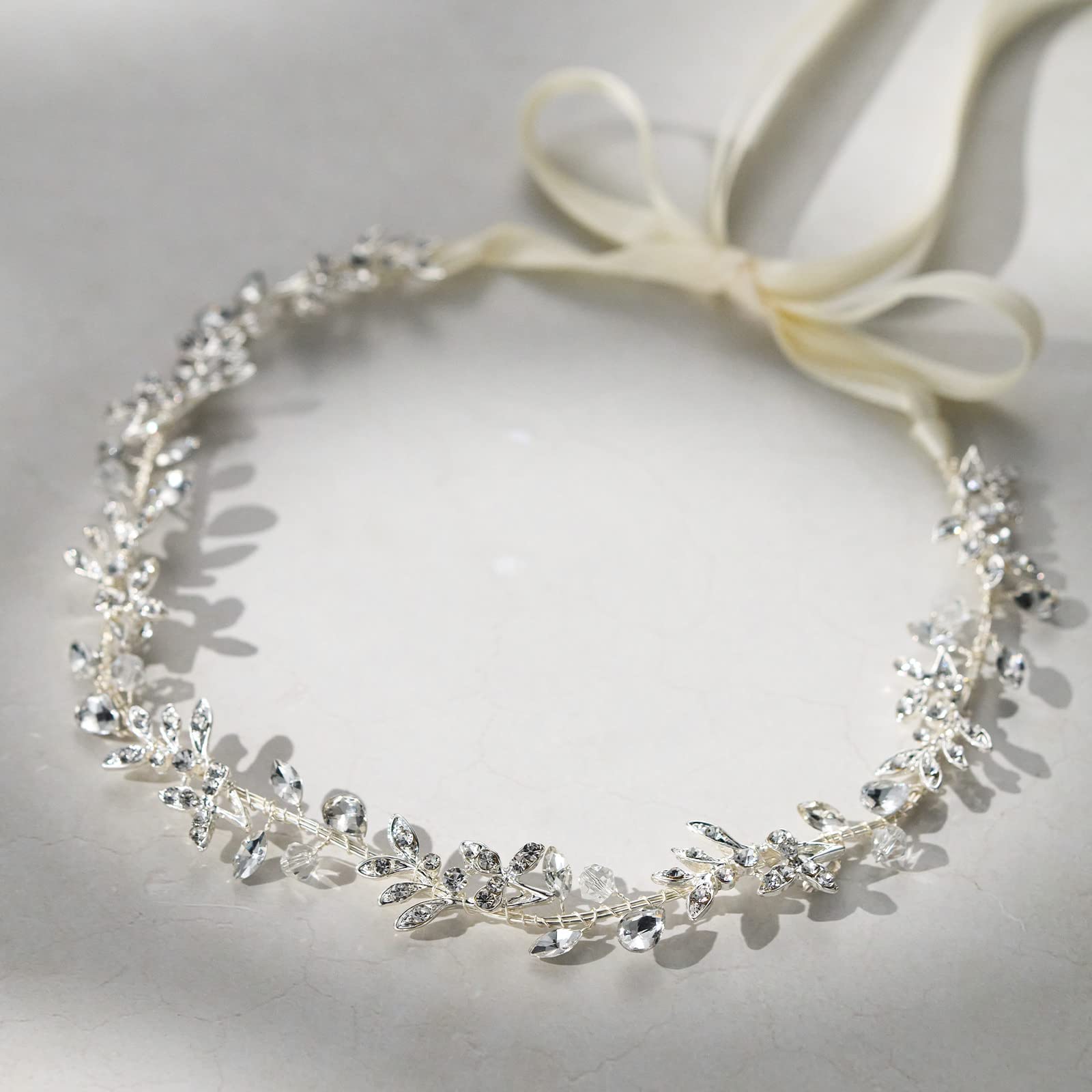 Accessoire cheveux SWEETV, diadème cristaux argentés pour mariage