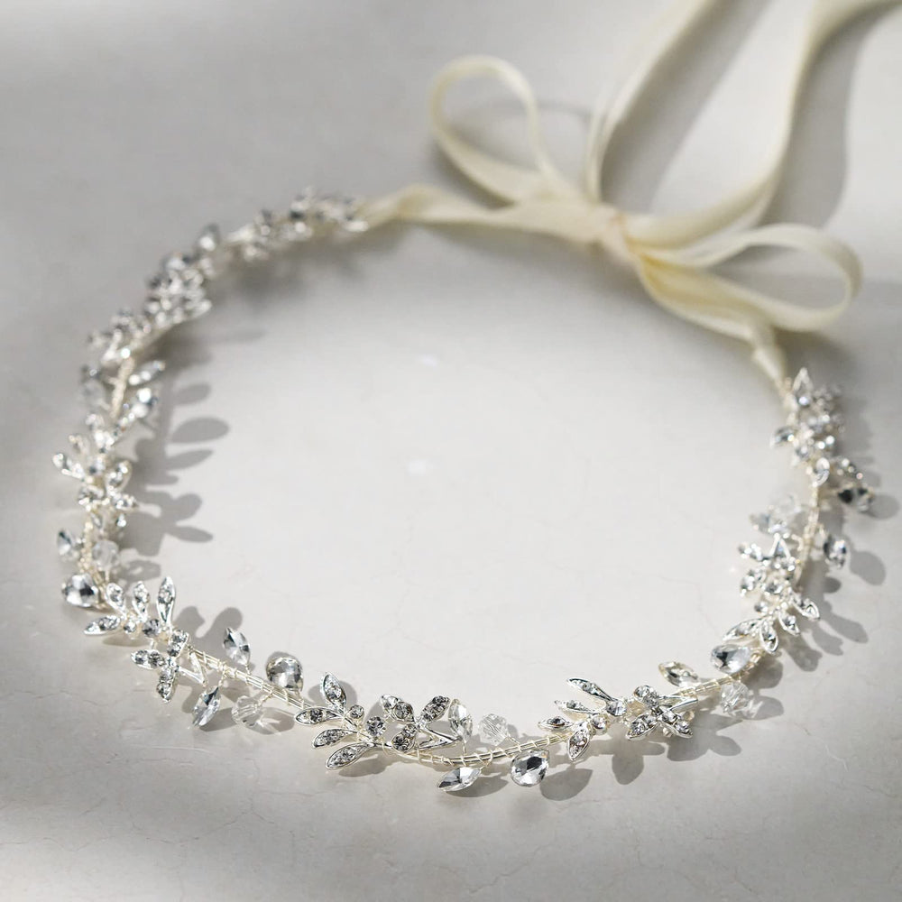 Accessoire cheveux SWEETV, diadème cristaux argentés pour mariage