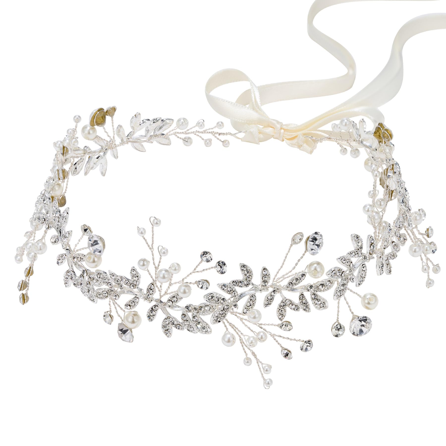 Couronne SWEETV de mariée avec cristaux et perles pour un look sophistiqué