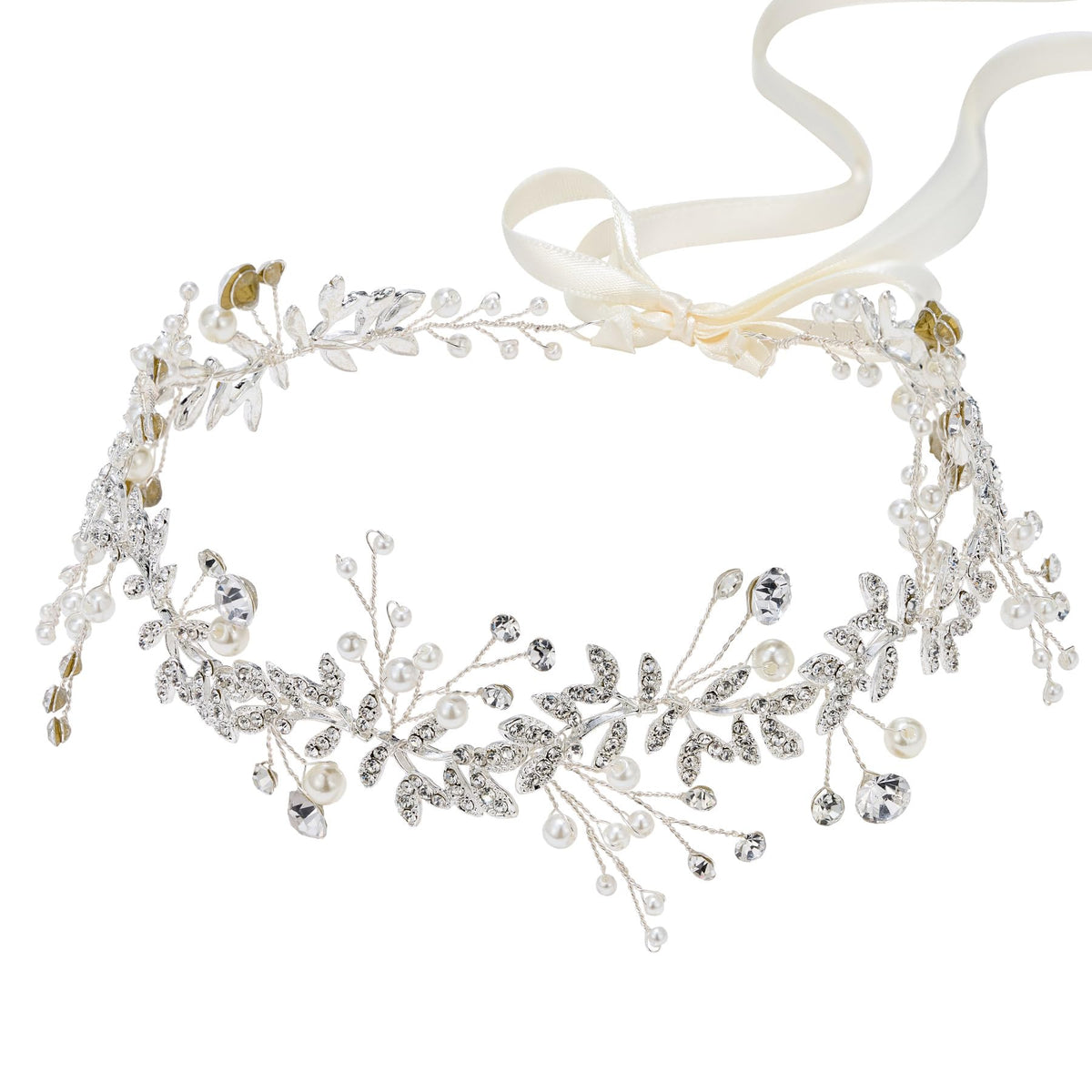 Couronne SWEETV de mariée avec cristaux et perles pour un look sophistiqué