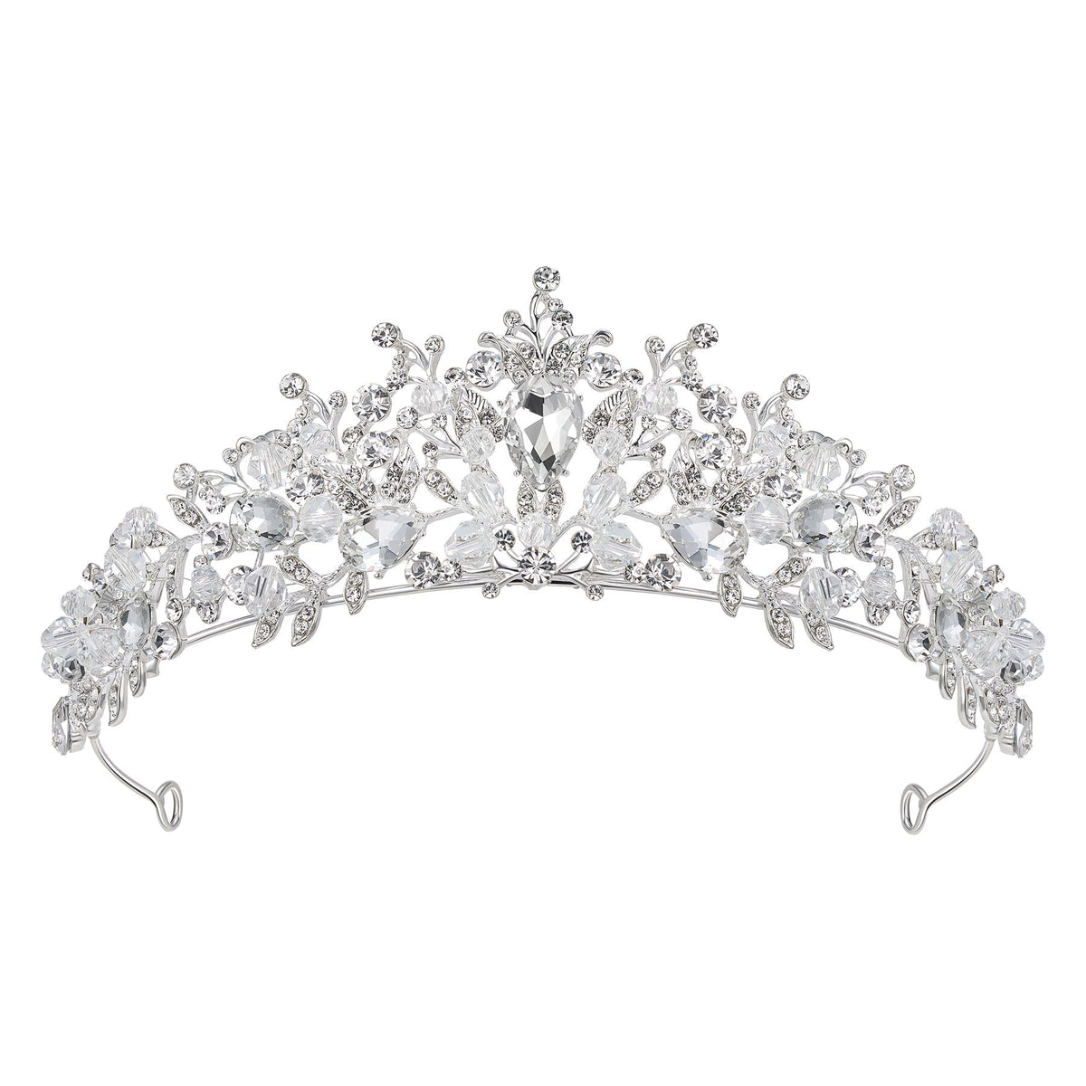 SWEETV diadème pavé argent éclatant pour mariage