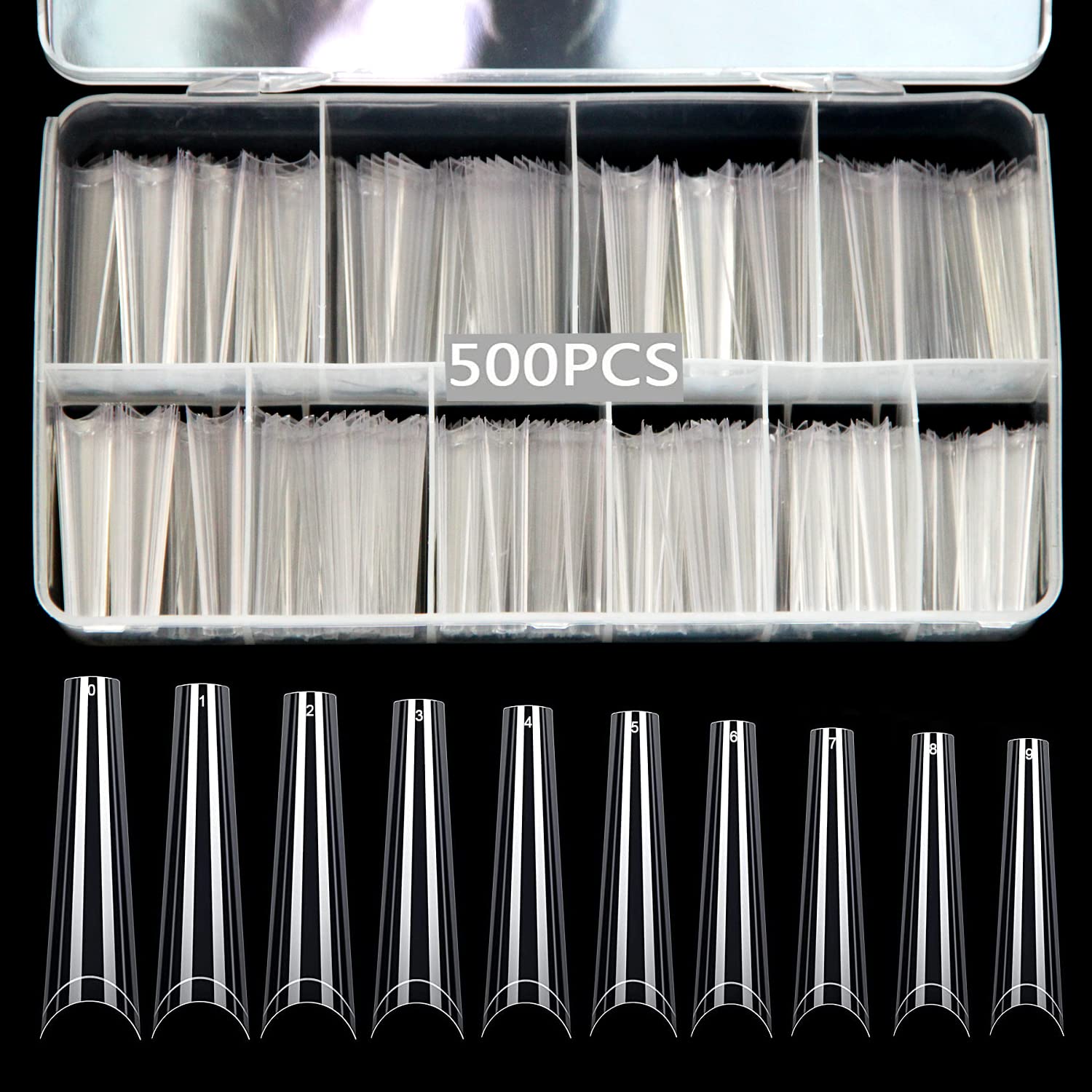 SWETIDY extensions ongles XXL sans courbe, forme cercueil transparente.