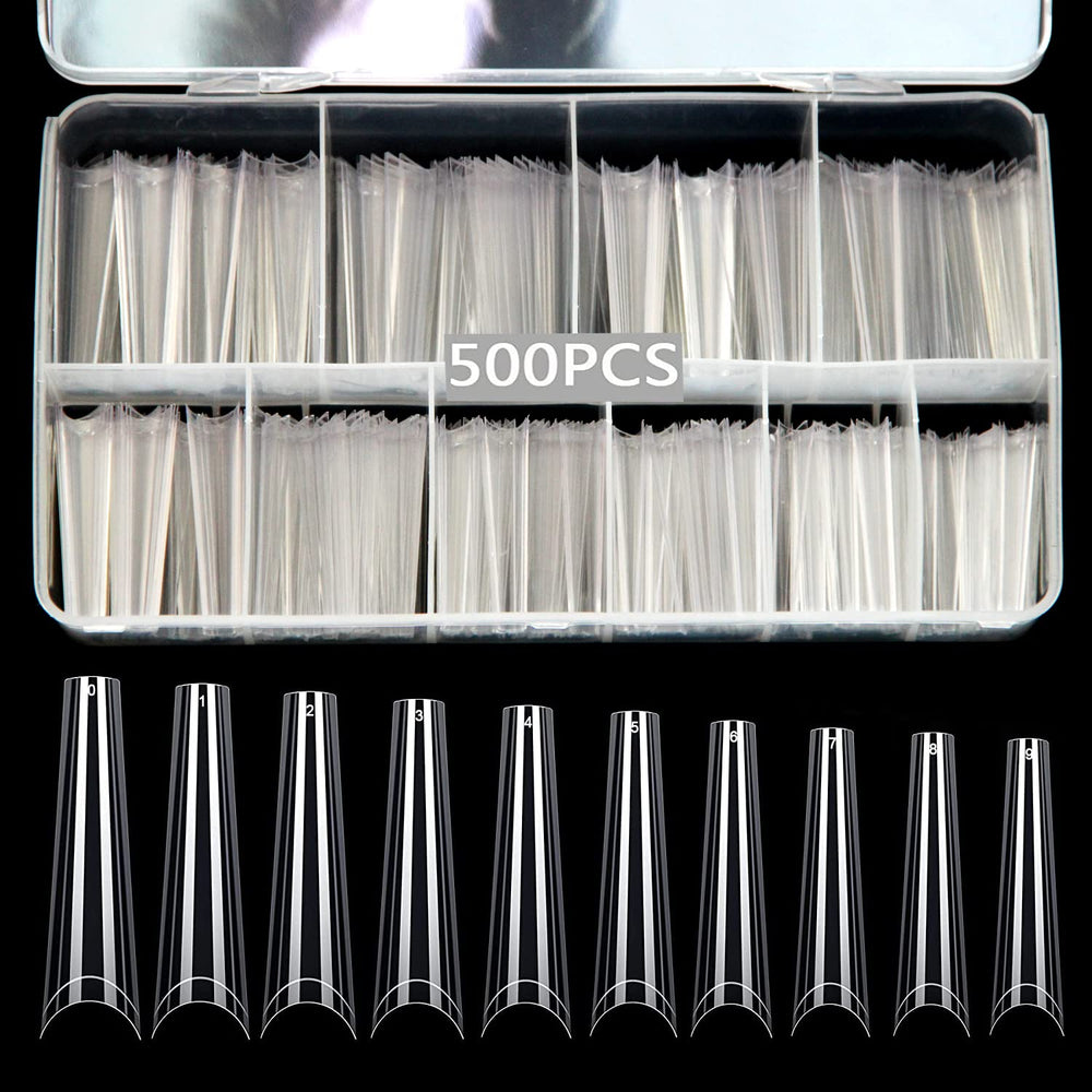 SWETIDY extensions ongles XXL sans courbe, forme cercueil transparente.