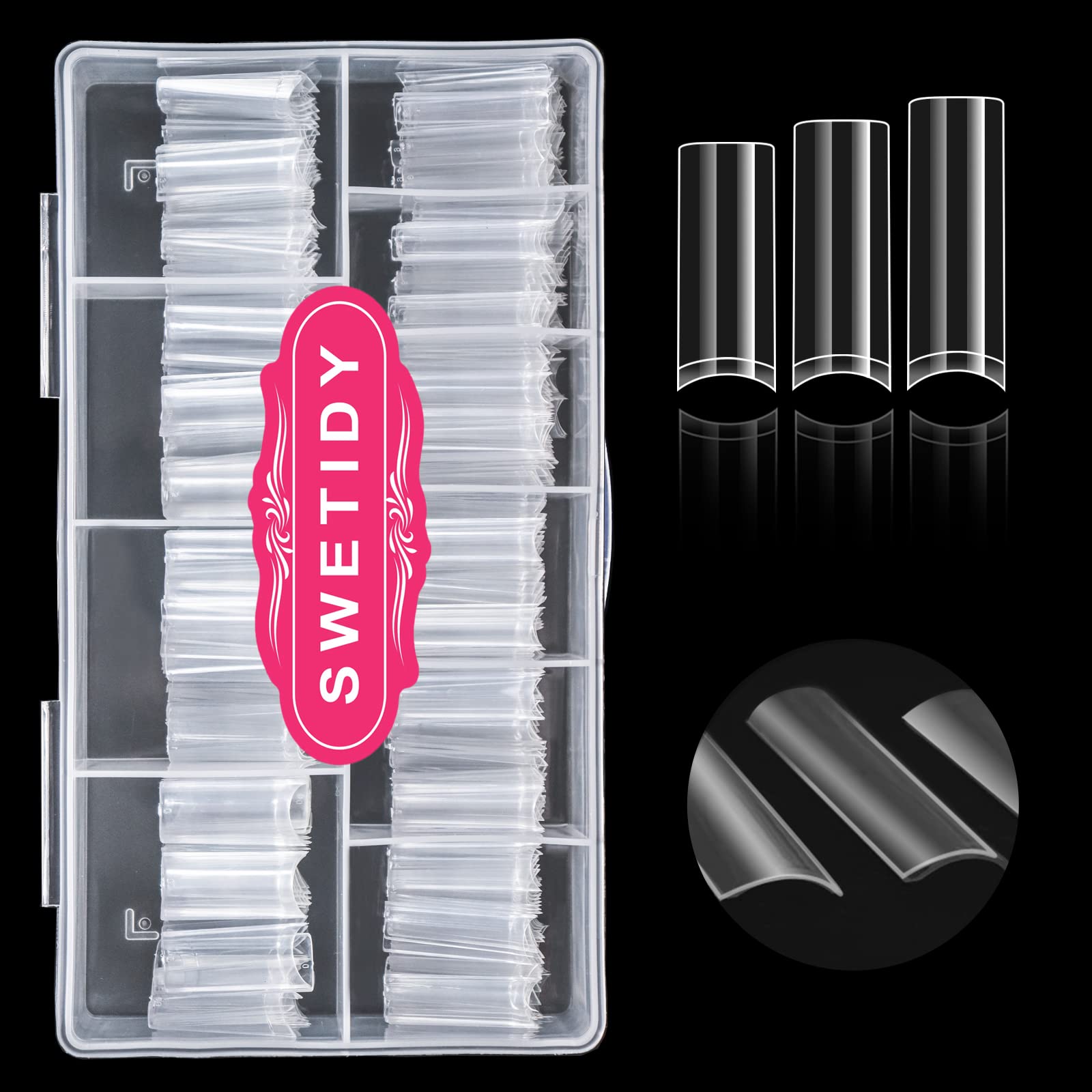 SWETIDY ongles acryliques carrés longs, application rapide et résultat naturel.