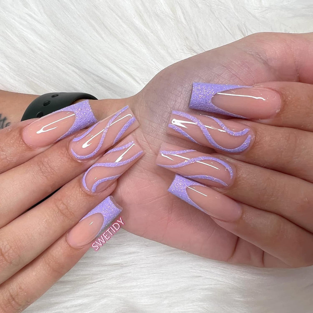 SWETIDY faux ongles carrés allongés, surface plate et facile à façonner.
