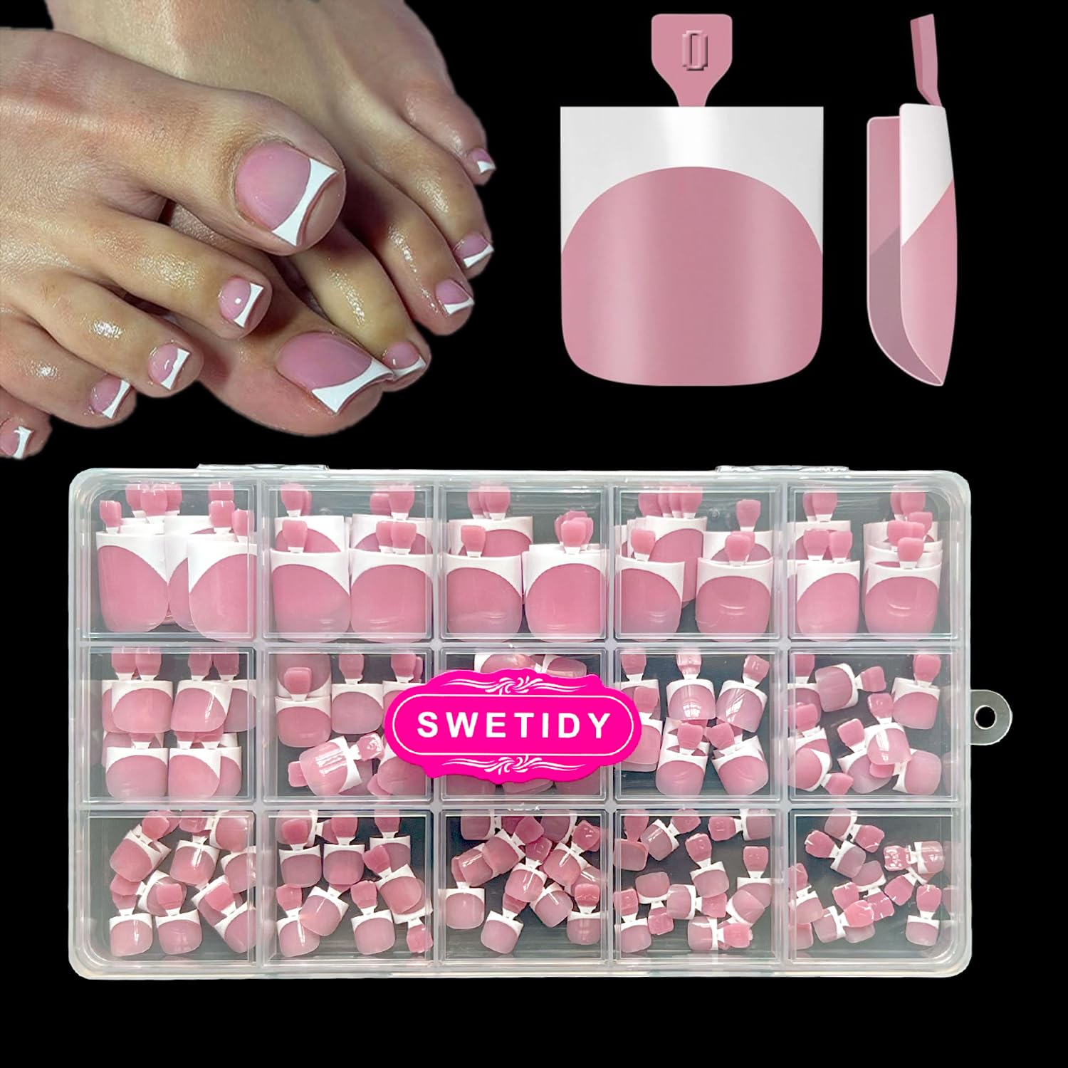 SWETIDY ongles d'orteil francais tips: look naturel et rapide