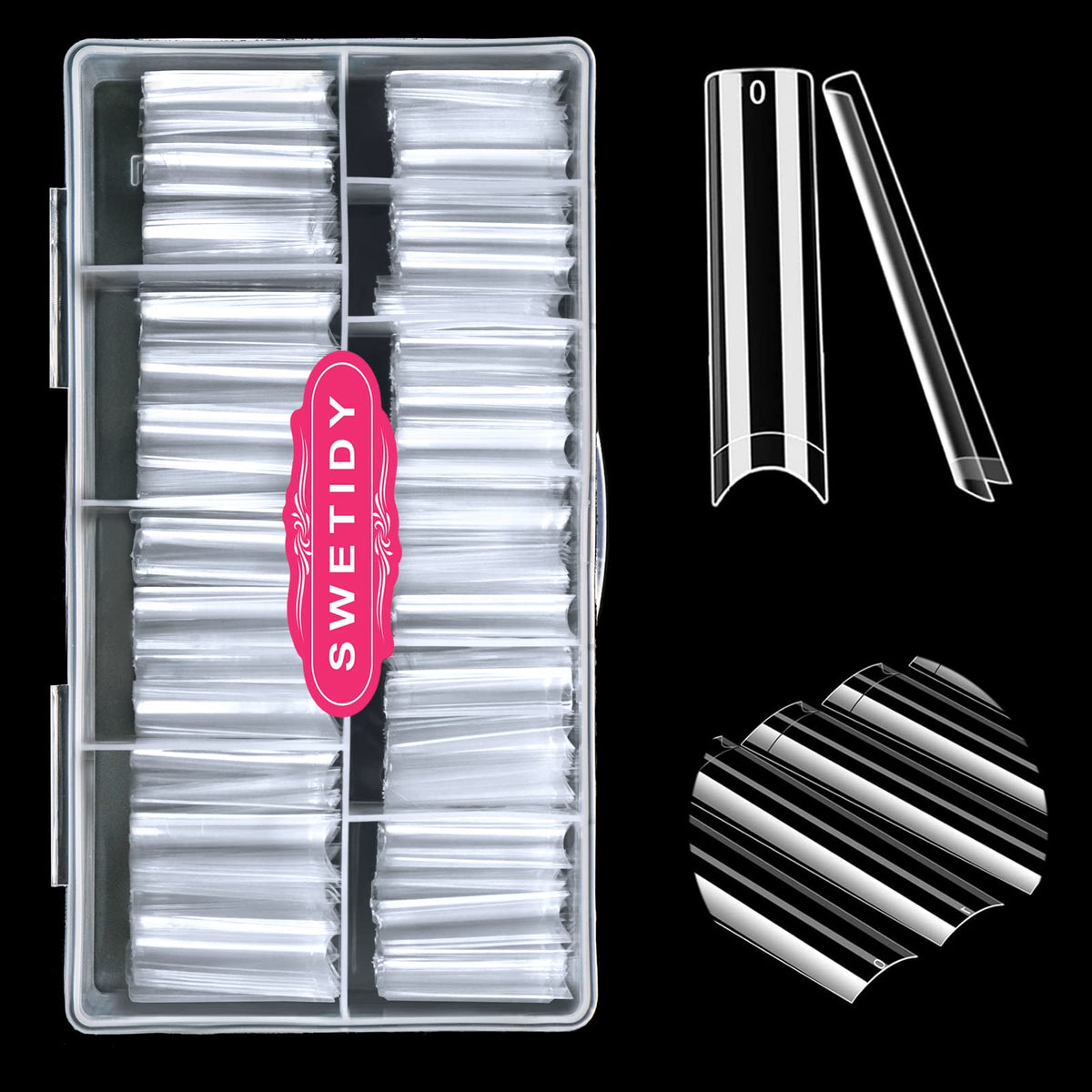 SWETIDY No C Curve, onglets carrés plats XXL pour adhérence naturelle.