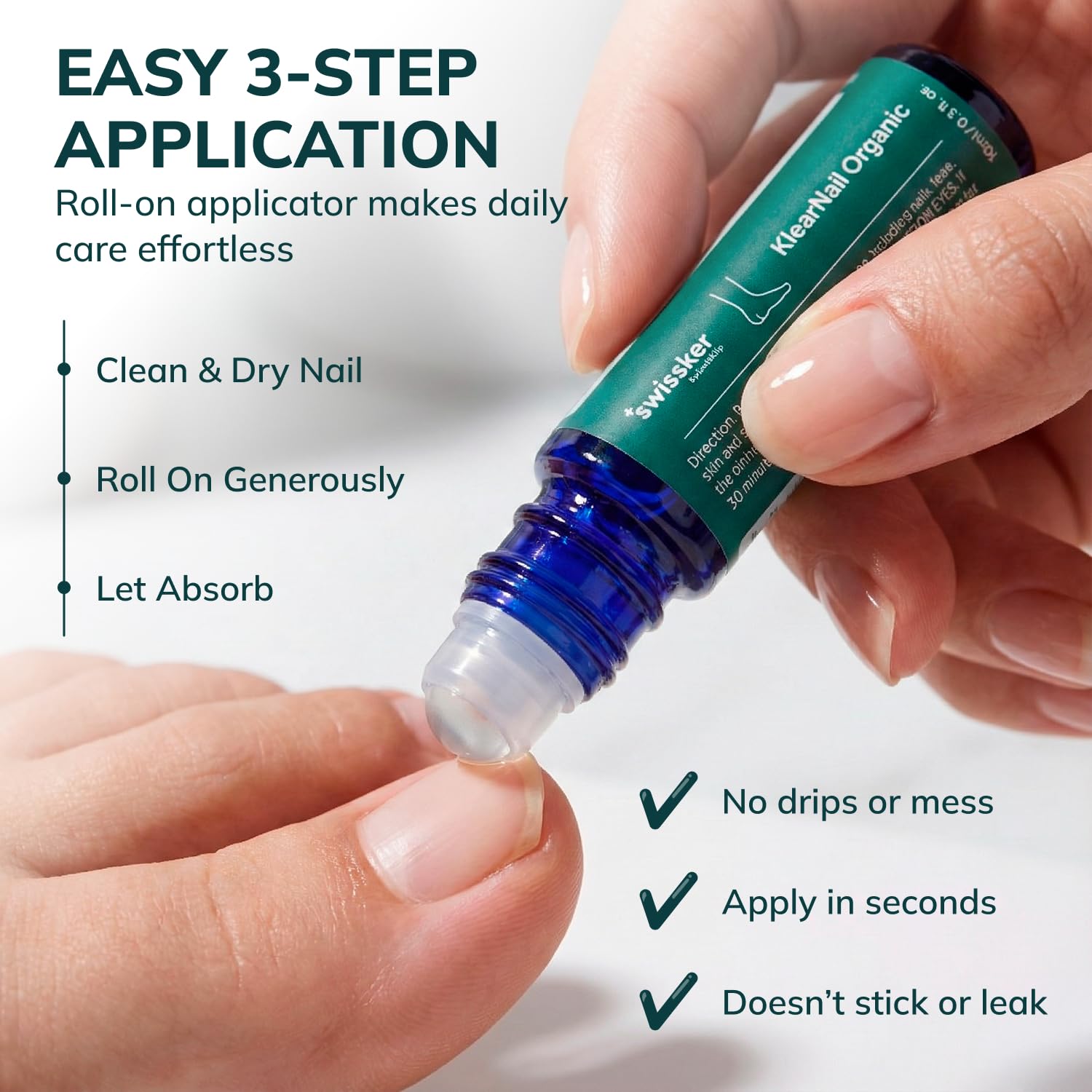 Roll-on pratique Swissklip KlearNail, application propre et sans gâchis.