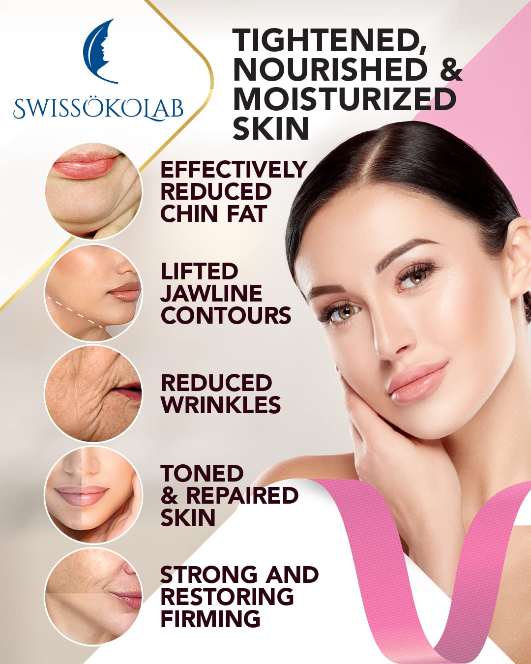 SWISSOKOLAB masque lifting menton soutient l’élasticité et le raffermissement.