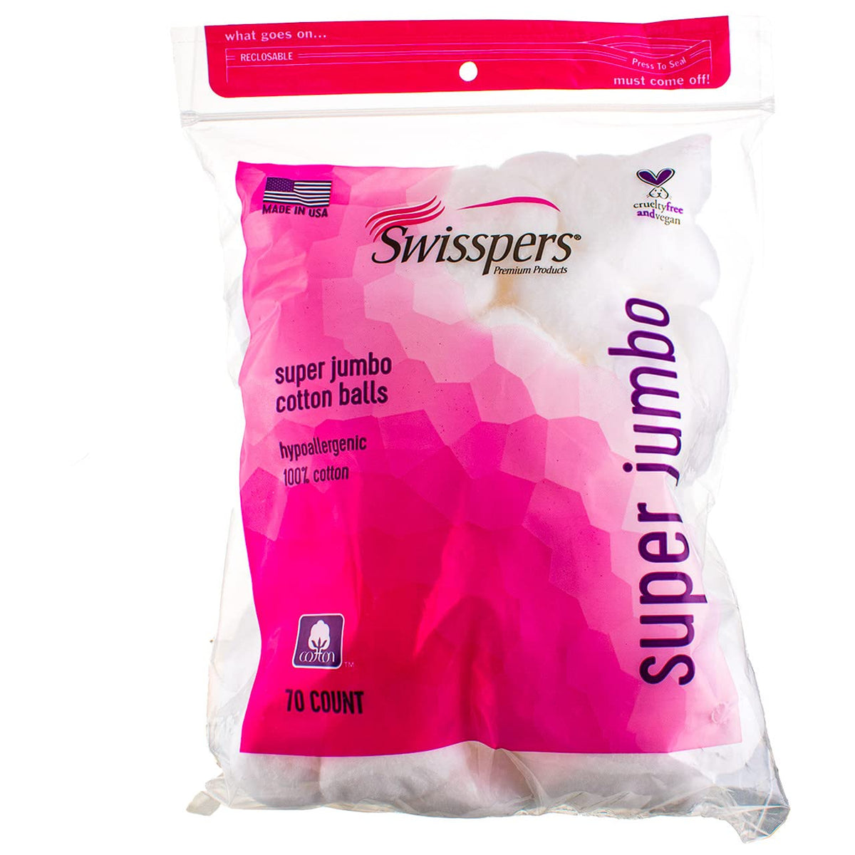 Swisspers boules de coton ultra-douces pour démaquillage en douceur.