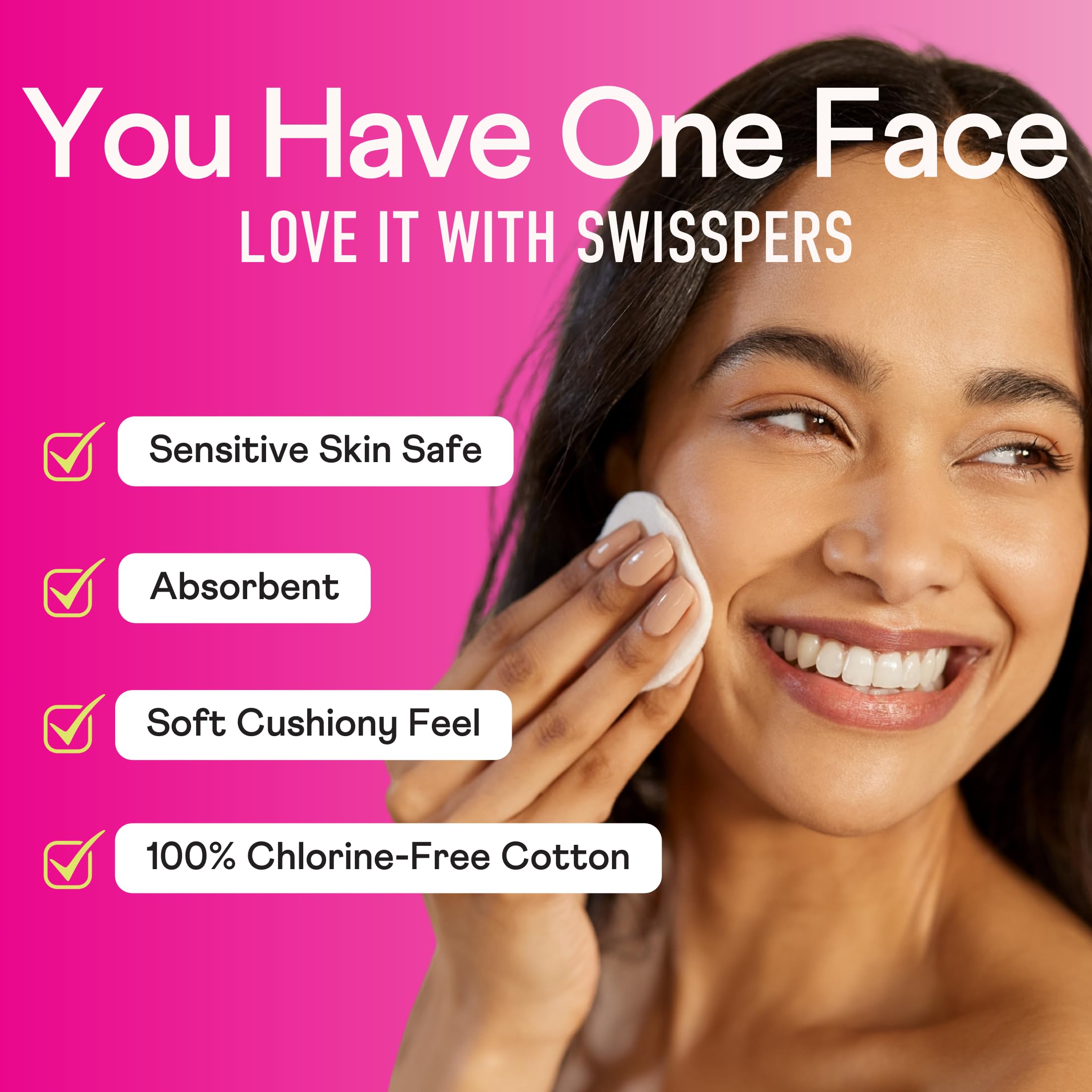 Swisspers disques coton premium, démaquillage et retrait de vernis en douceur.