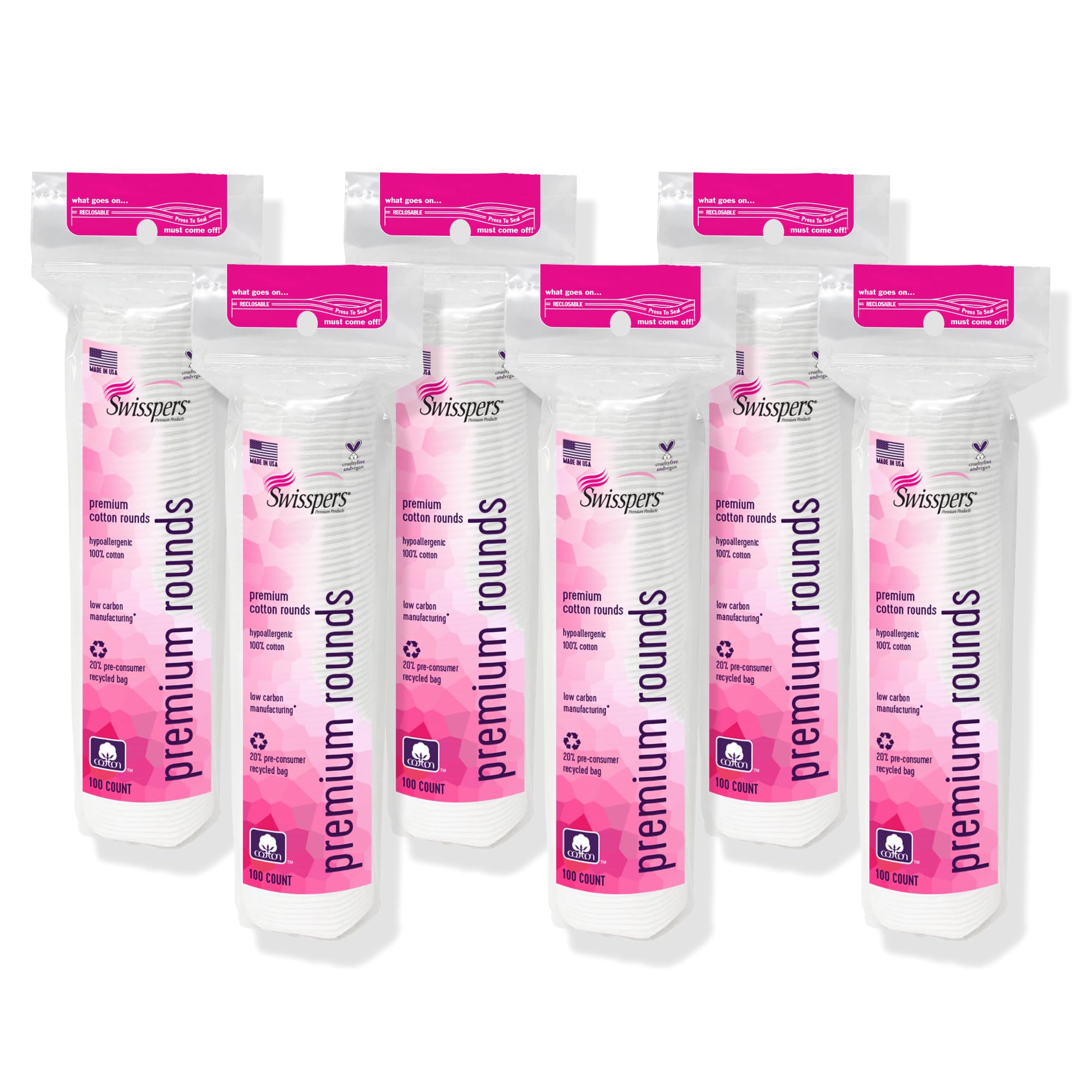 Swisspers disques coton premium, face demaquillage pour douceur et efficacité.