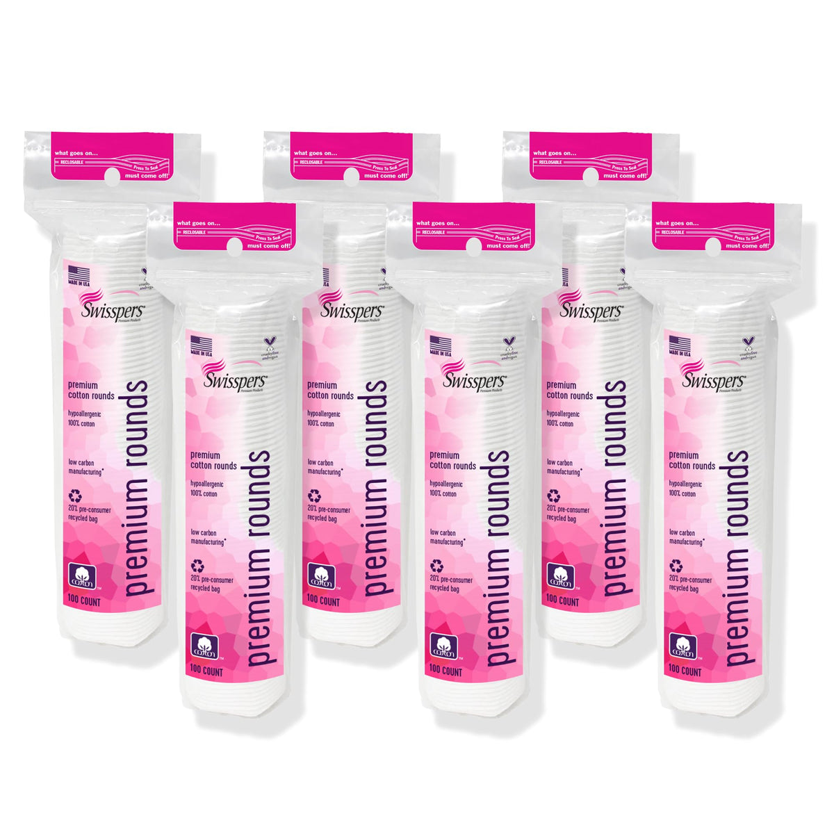 Swisspers disques coton premium, face demaquillage pour douceur et efficacité.