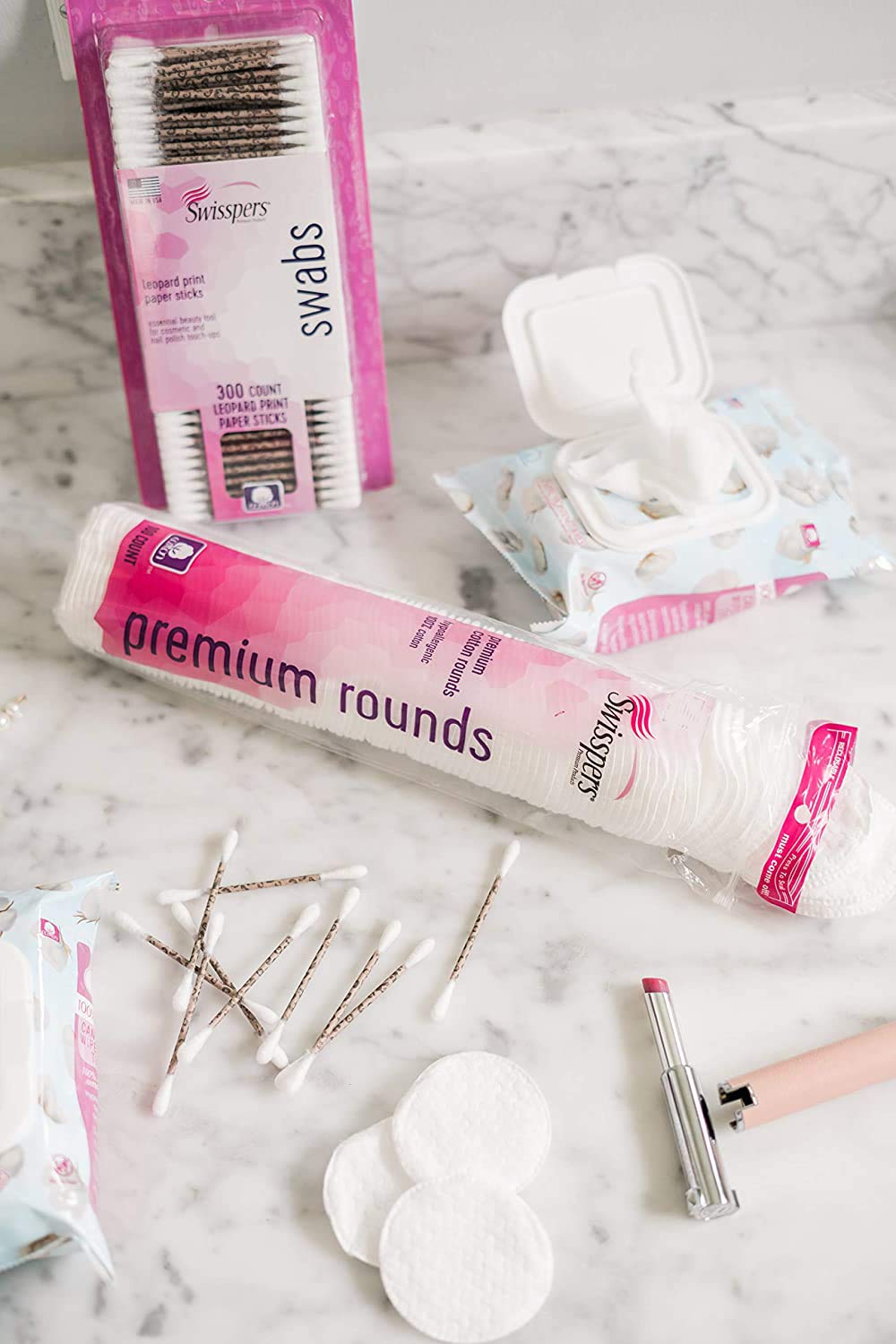 Swisspers Premium Coton Ronde - face lisse pour l'application des soins.