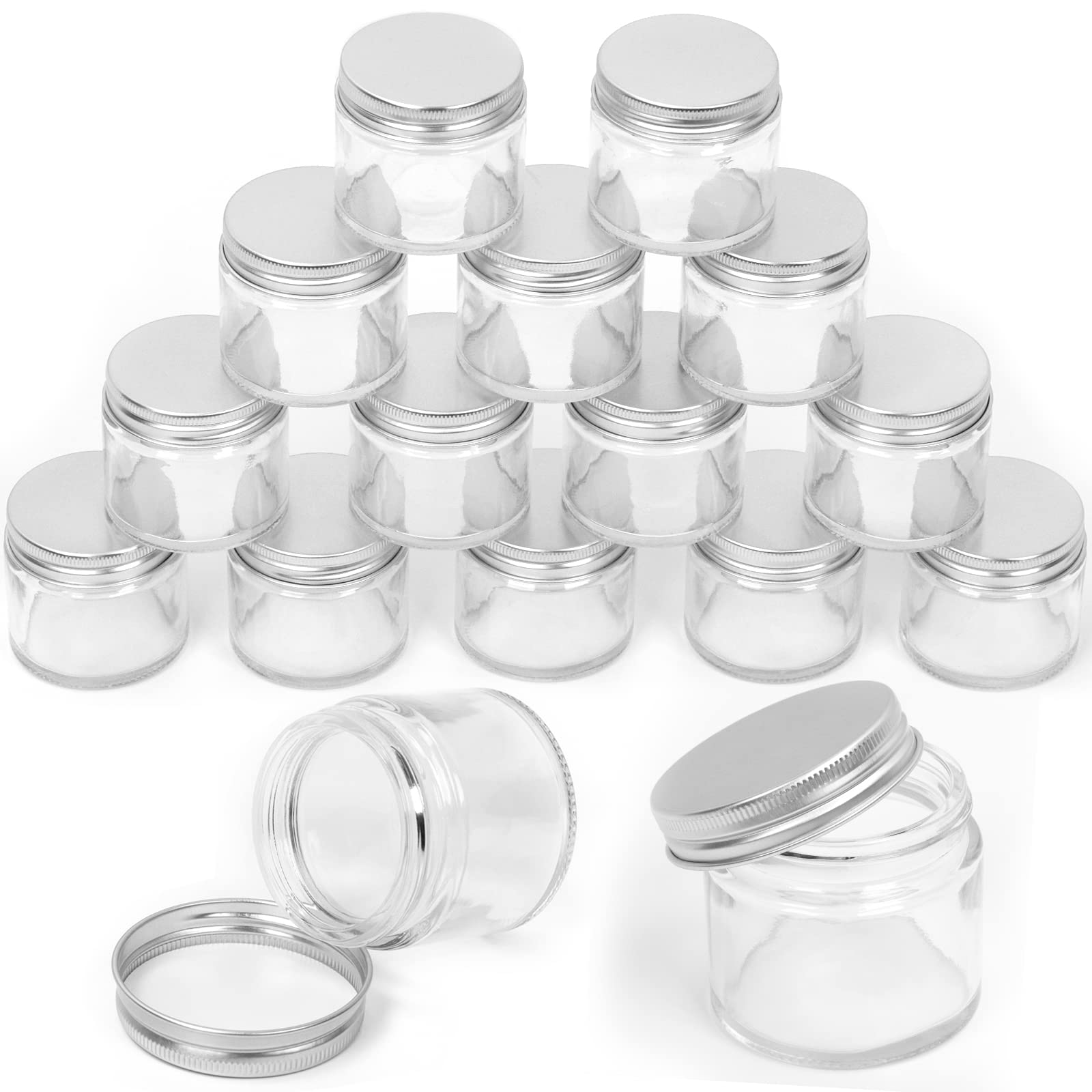 Swpeet jarre verre 60 ml avec bouchon argenté, idéale pour voyager avec des crèmes.