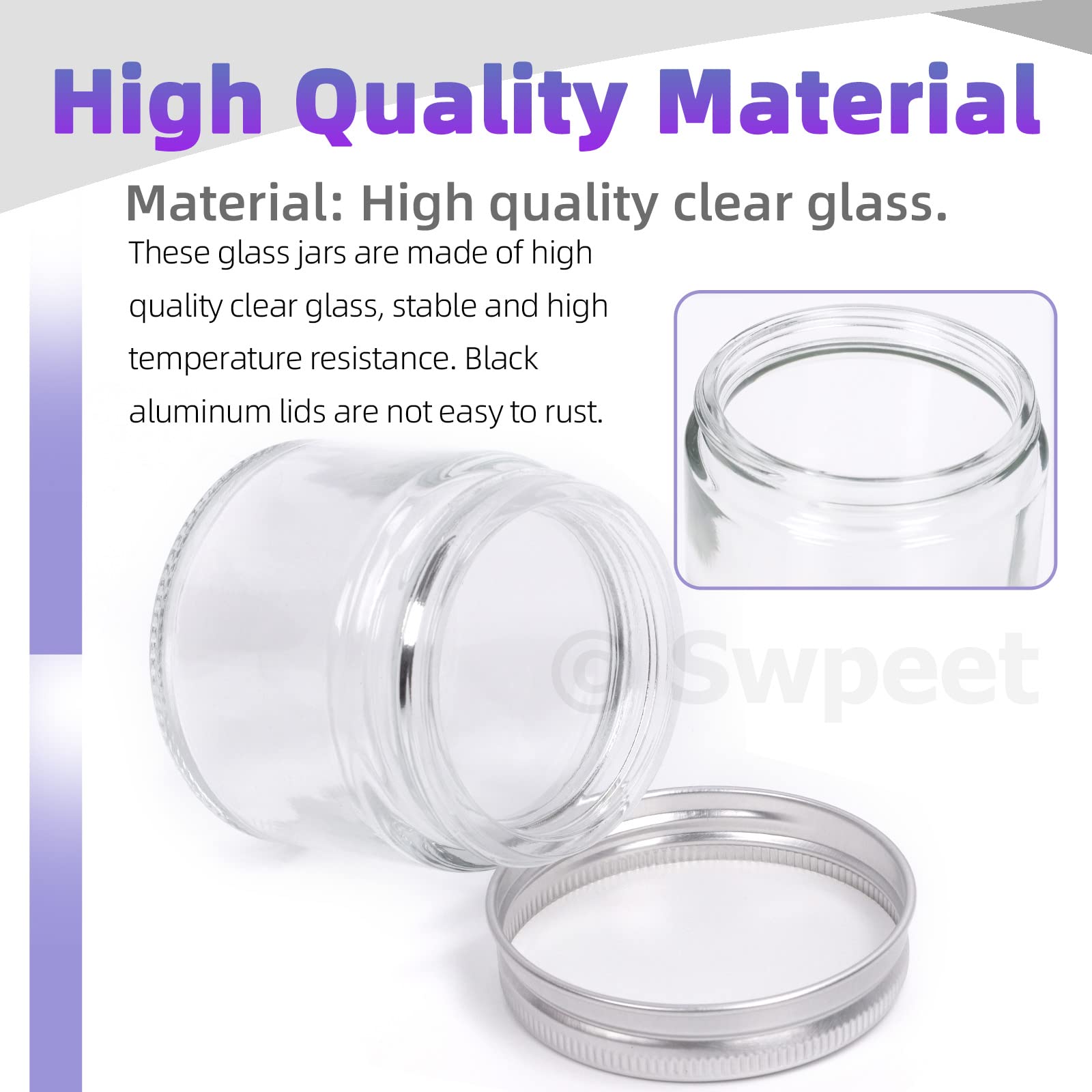 Swpeet verre transparent 60 ml, bouchon argenté pour emballage propre.